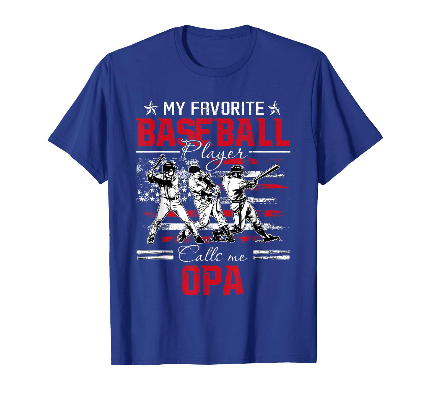My Favorite Baseball Player Calls Me Opa American Flag T-Shirt