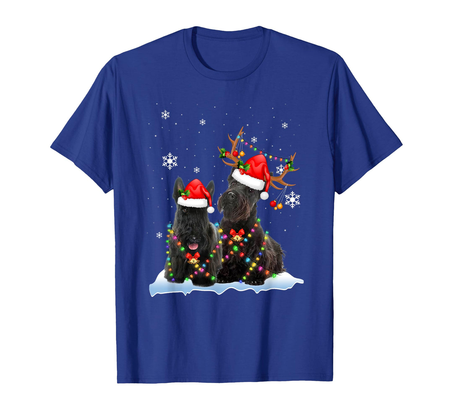 Scottish Terrier Christmas Lights Reindeer Santa Xmas Pajama T-Shirt