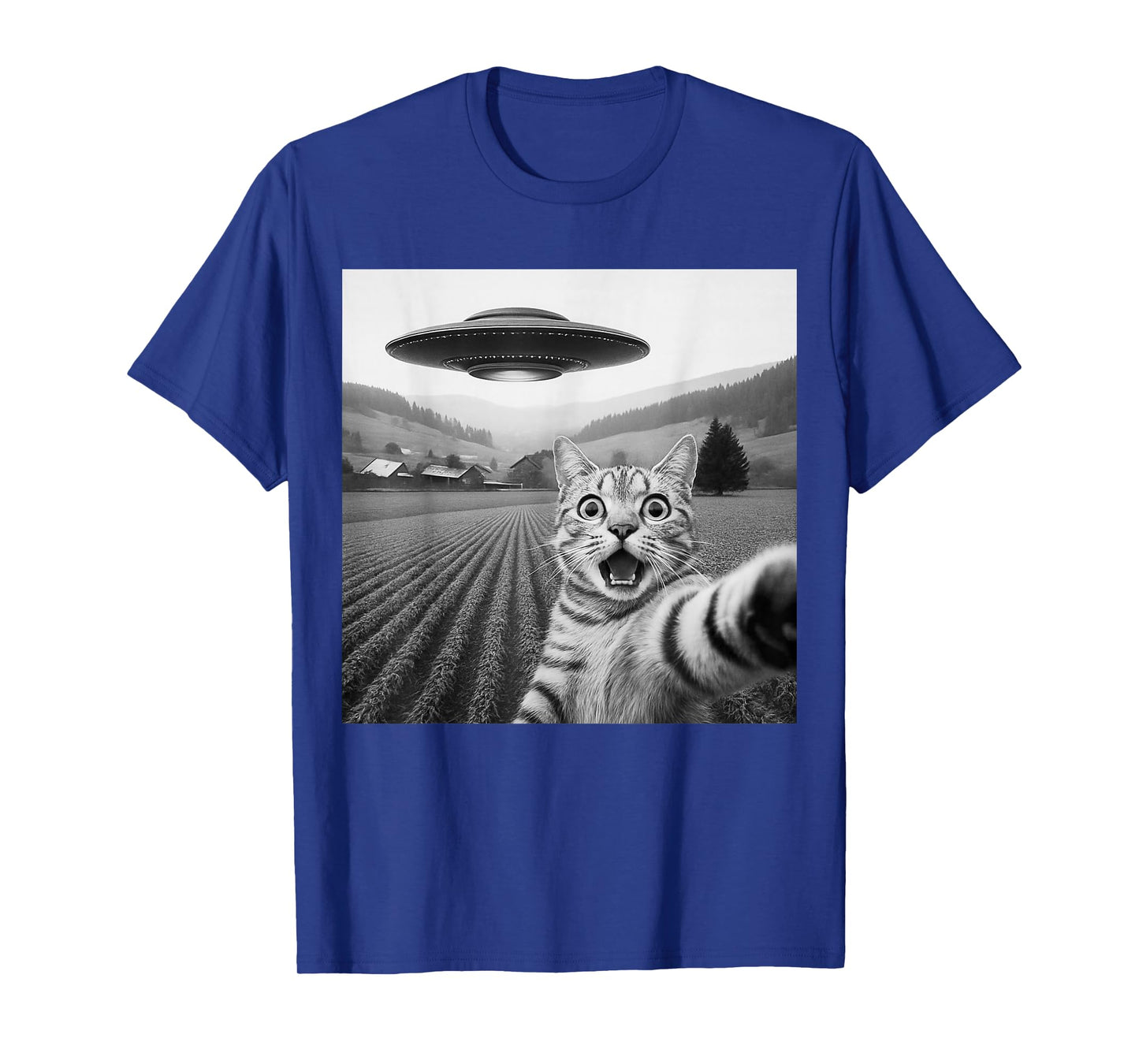 Cat Selfie with Alien UFO Funny Cat Gifts for Men Women Kid T-Shirt