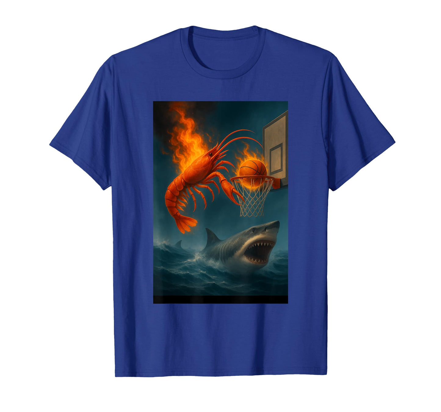 Shrimp Dunking on Shark Funny Fishing Meme T-Shirt