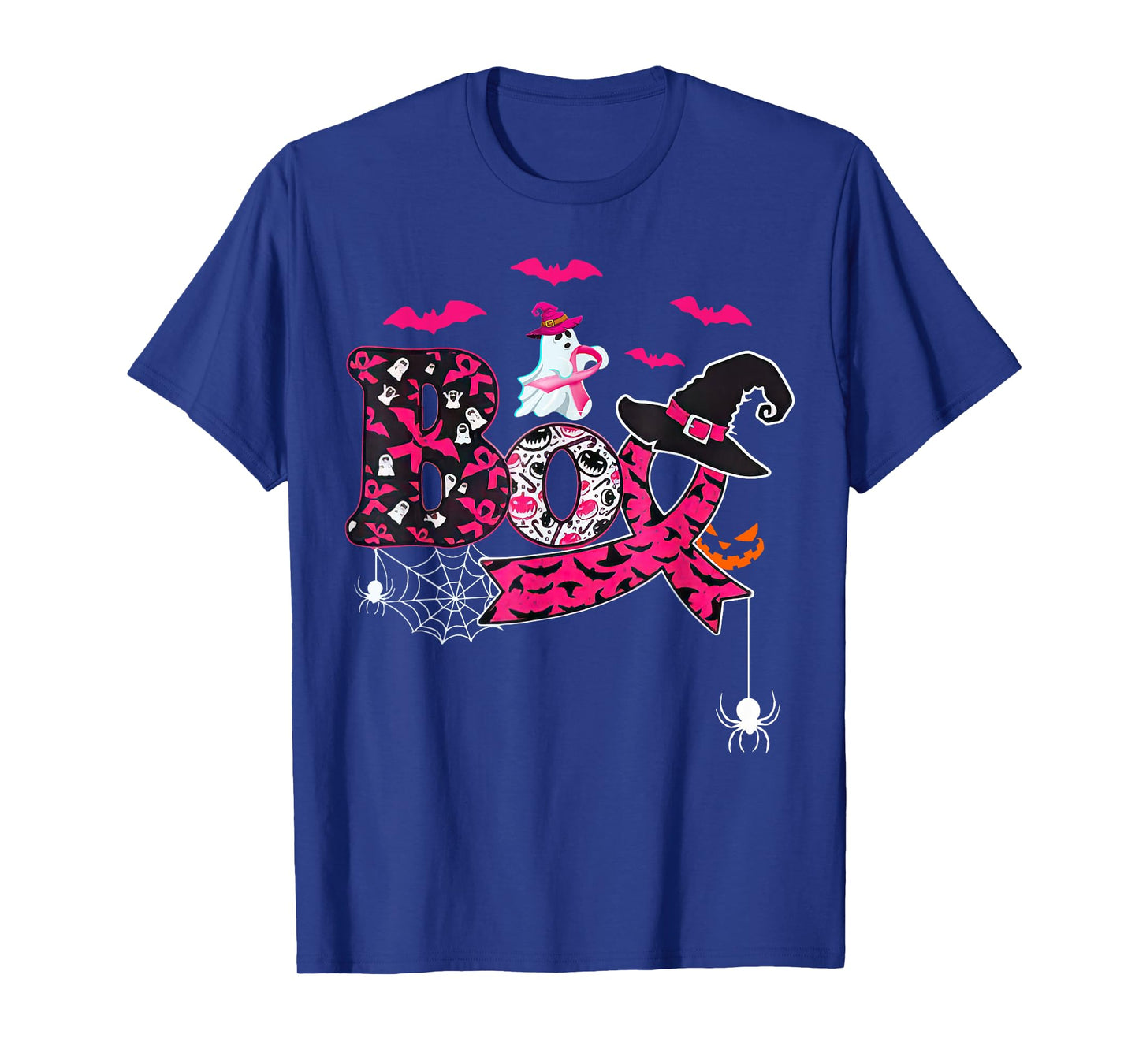 Boo Halloween Pumpkin Pink Ribbon Witch Breast Cancer T-Shirt