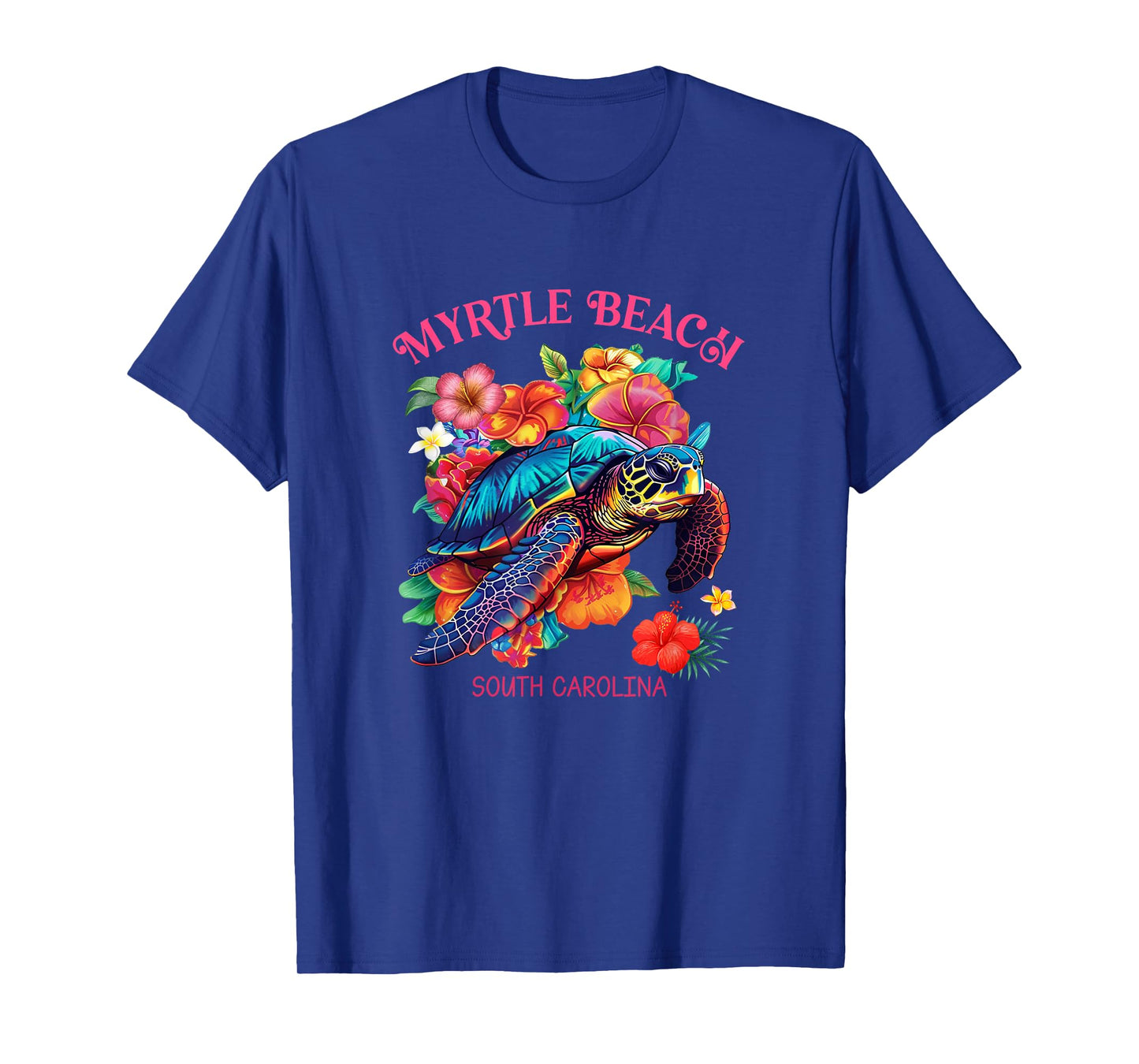 Myrtle Beach South Carolina Floral Beach Turtle Souvenir Men Women Girls Kids T-Shirt