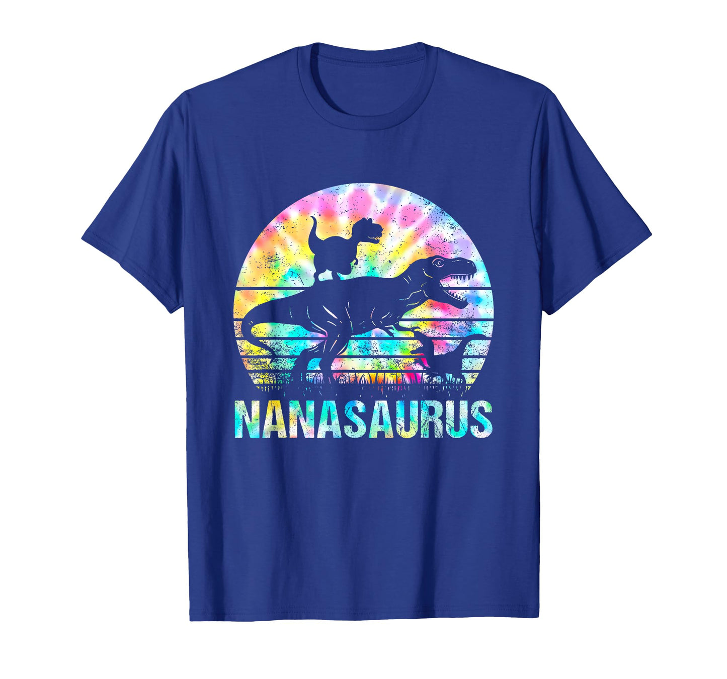 Nanasaurus T Rex Dinosaur Mom Saurus Tie Dye Vintage 70s T-Shirt
