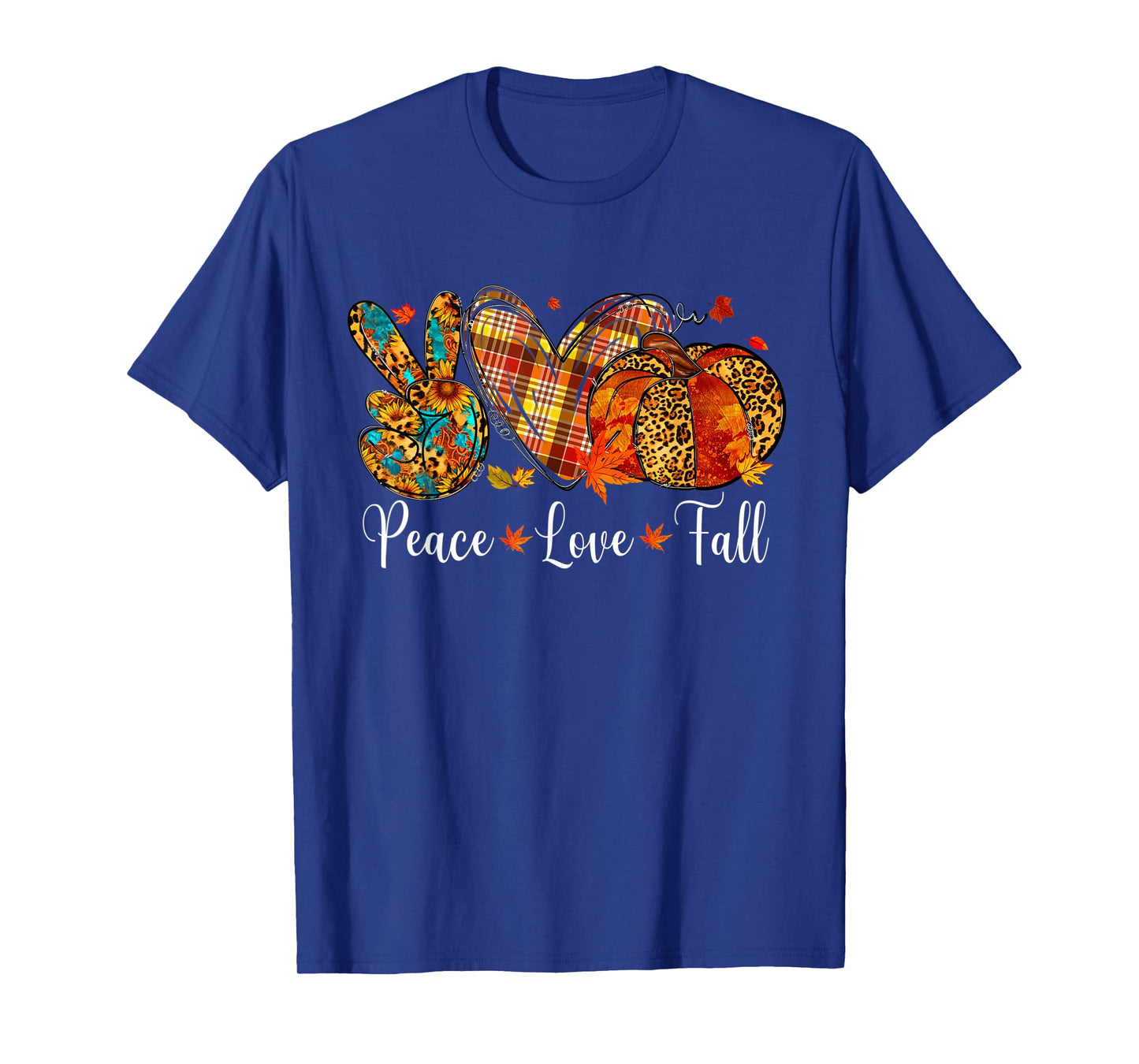 Peace Love Fall Pumpkin Autum Happy Fall Thanksgiving Womens T-Shirt