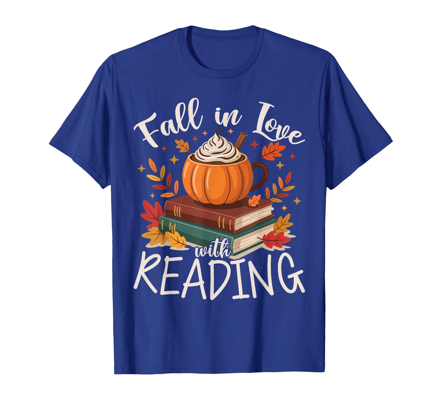 Fall in Love with Reading Autumn Librarian Cute Book Lover T-Shirt