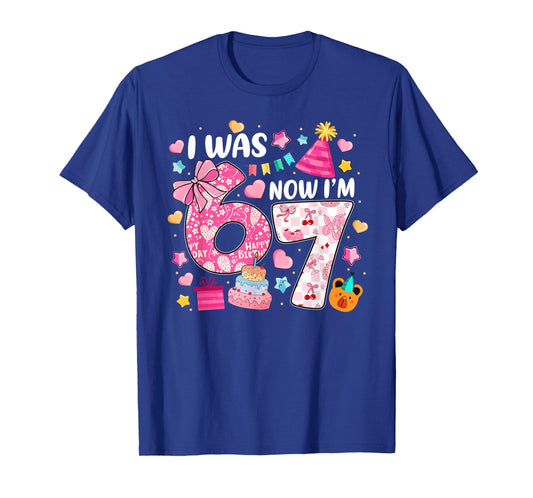 I was 6 Now I'm 7 Birthday Preppy Six Seven Girls Kids T-Shirt - T-Shirt | Royal