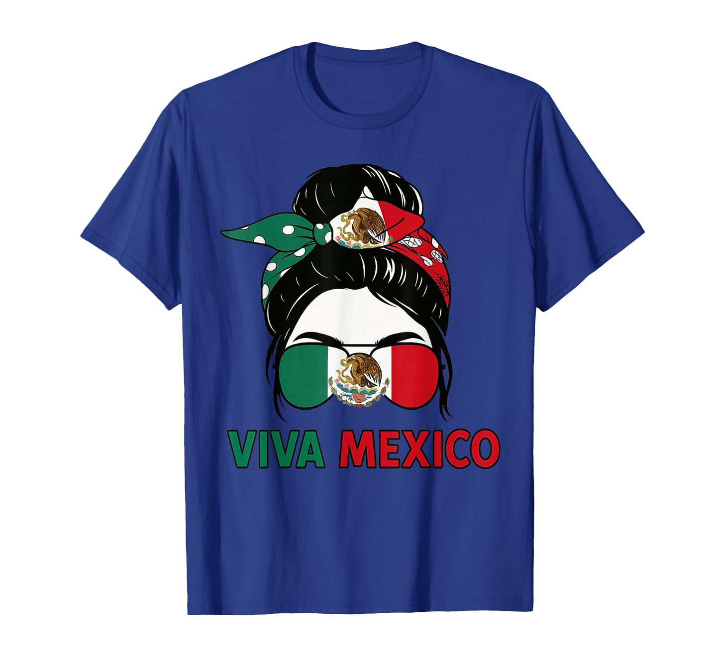 Messy Bun Viva Mexico Mexican Independence Day Women T-Shirt