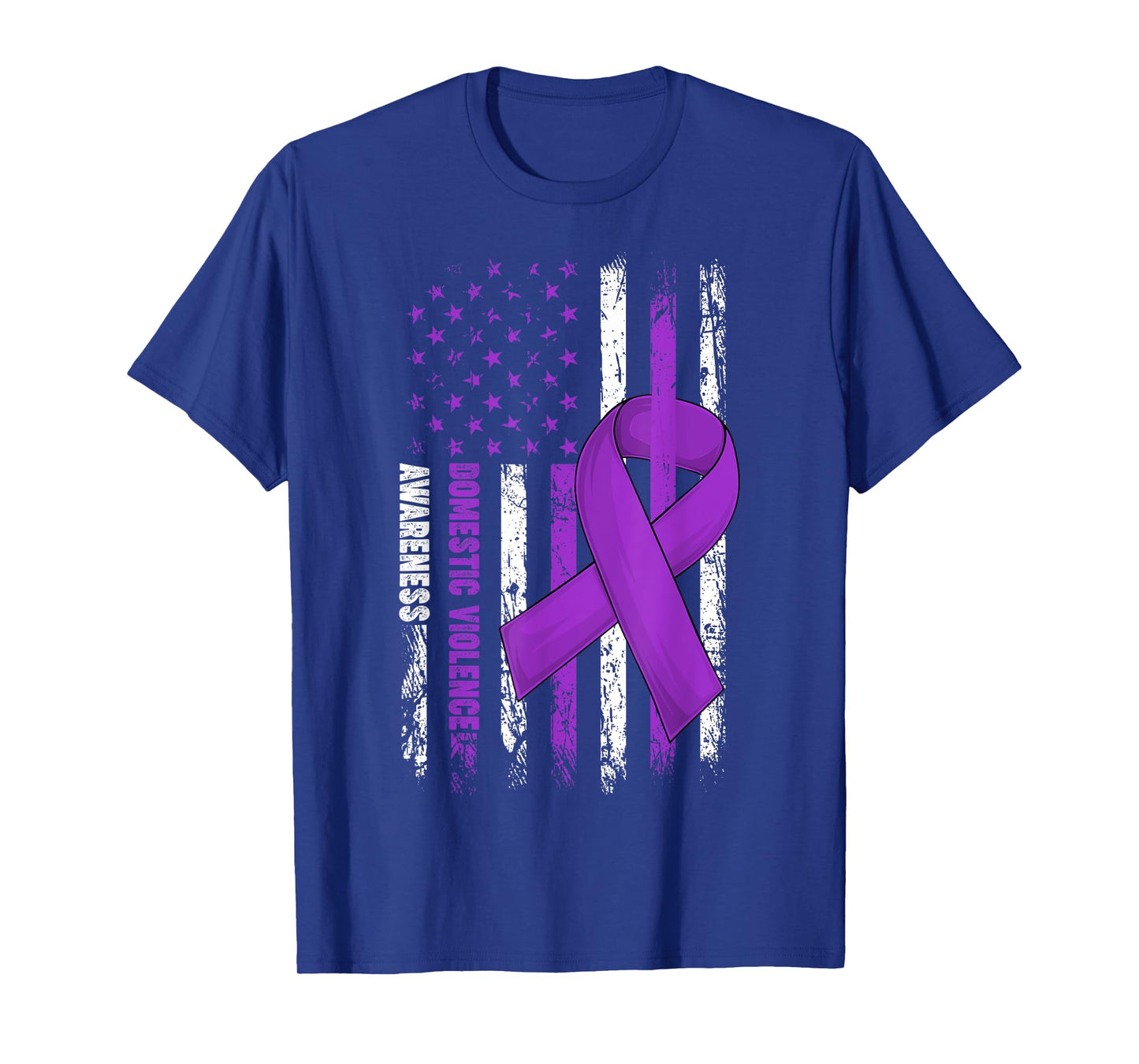 Domestic Violence Awareness Survivor Purple Ribbon USA Flag T-Shirt