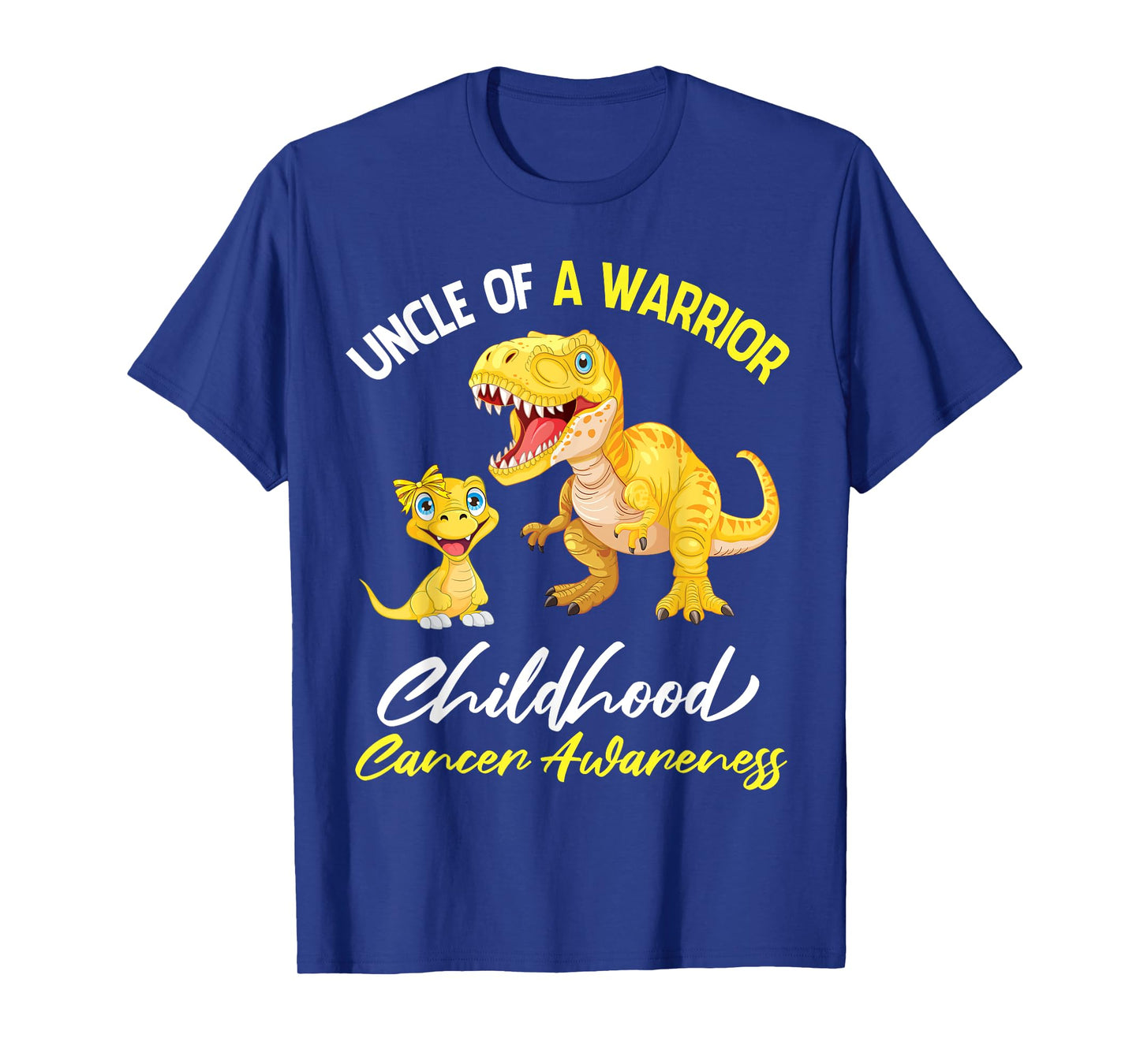 Uncle Of A Warrior Dinosaur Childhood Cancer Awareness Fight T-Shirt