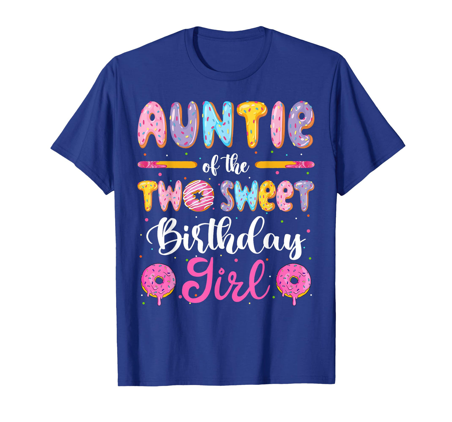 Auntie Of The Two Sweet Birthday Girl Donut 2Nd Birthday T-Shirt
