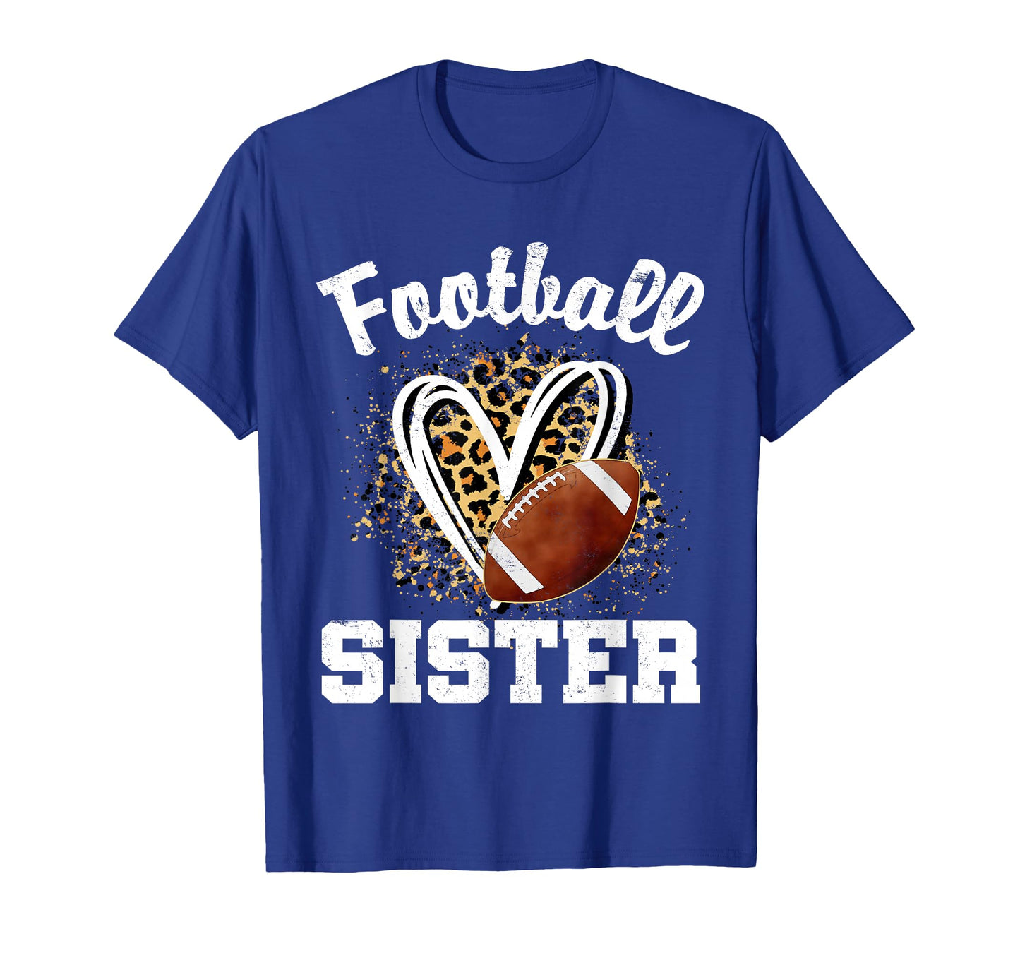 Football Sister Leopard Heart T-Shirt
