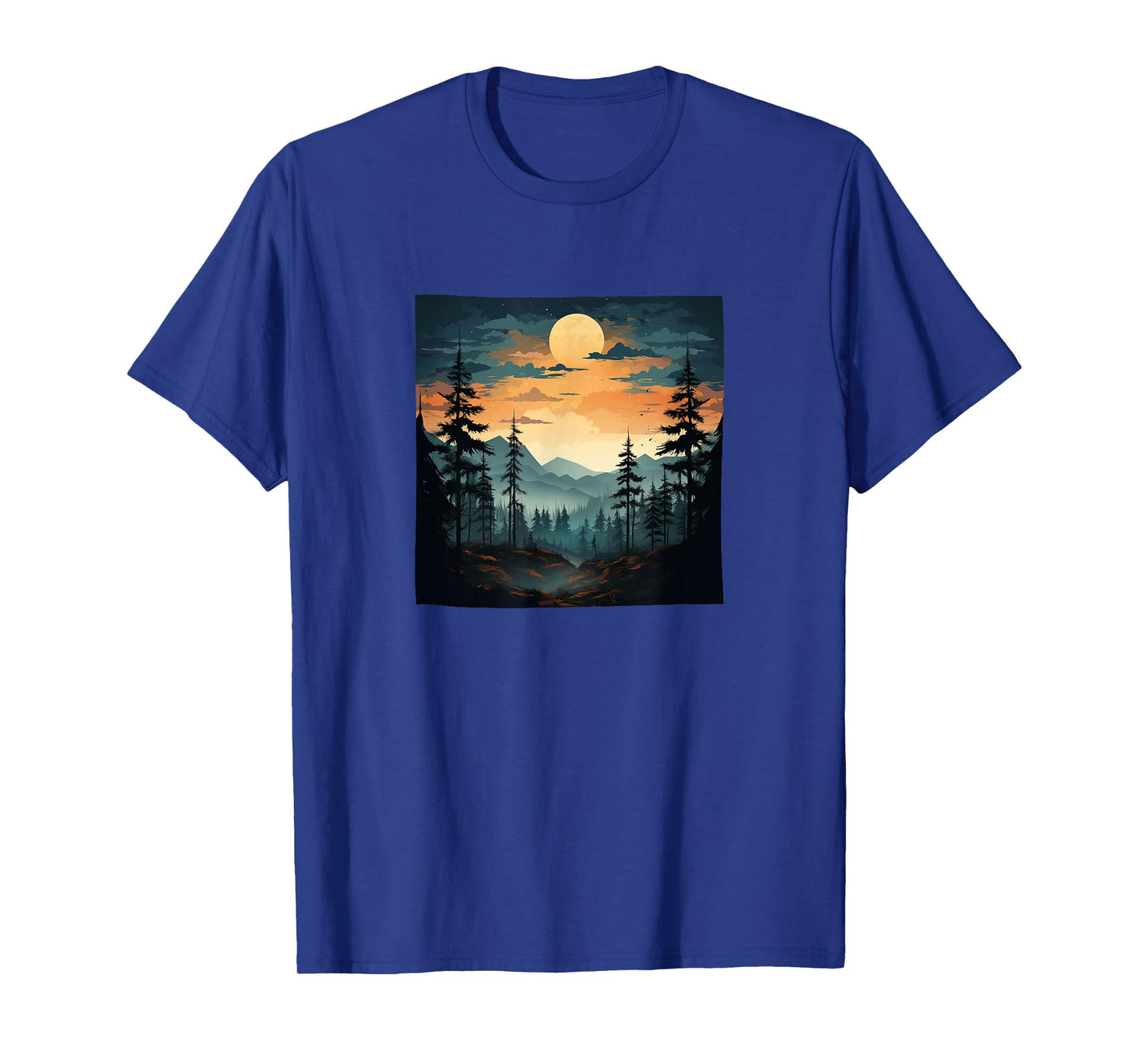 Forest Pine Trees Clouds Sun Mountains Graphic T-Shirt