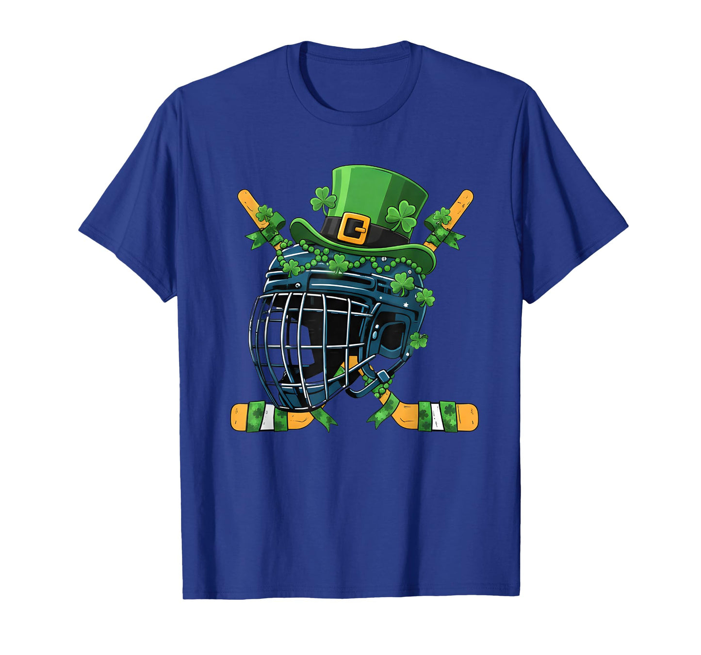 St Patricks Day Ice Hockey Helmet Saint Paddys Boys Men T-Shirt - T-Shirt | Royal