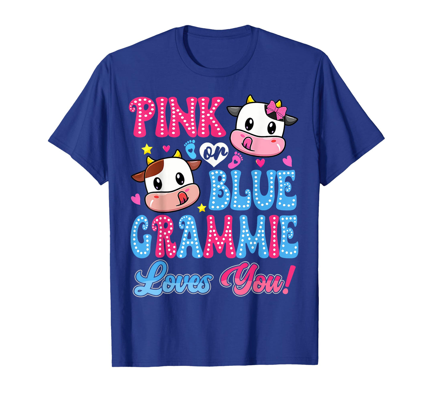 Pink Or Blue Grammie Loves You Cow Baby Gender Reveal T-Shirt