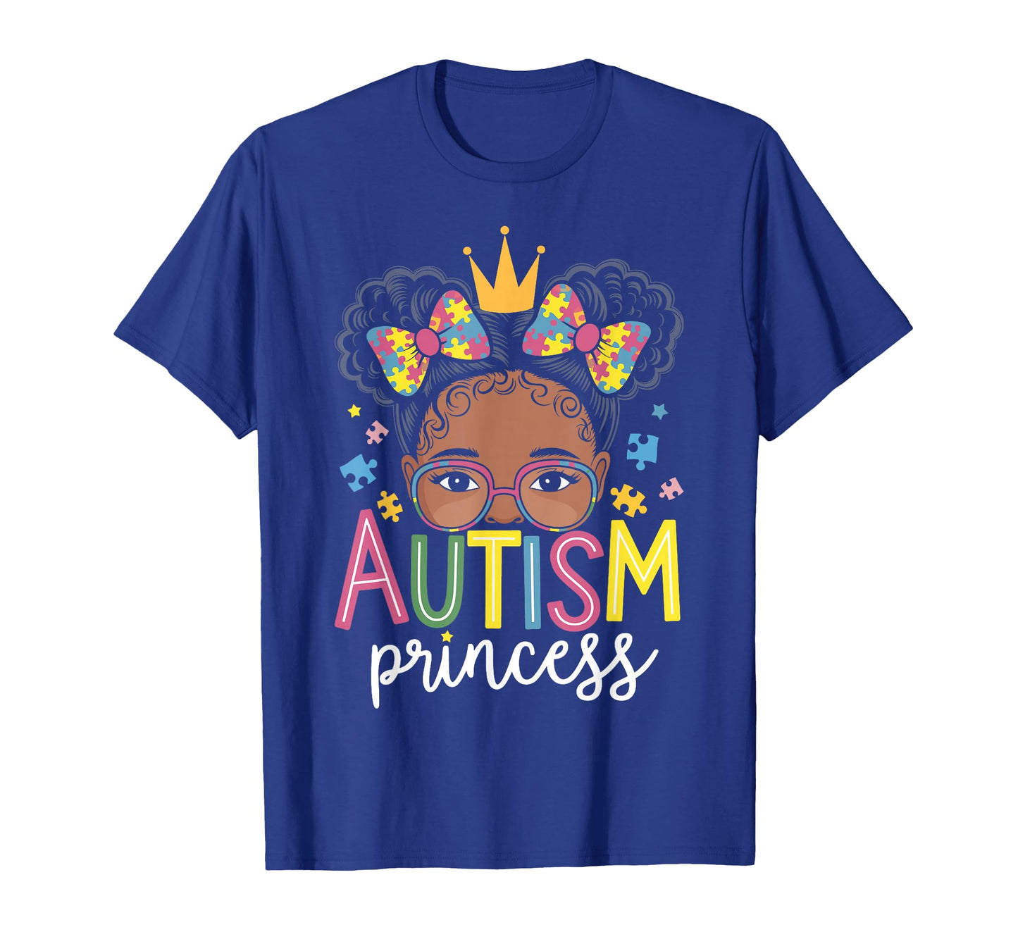 Autism Princess Afro Girls Bow Daughter Autism Awareness T-Shirt
