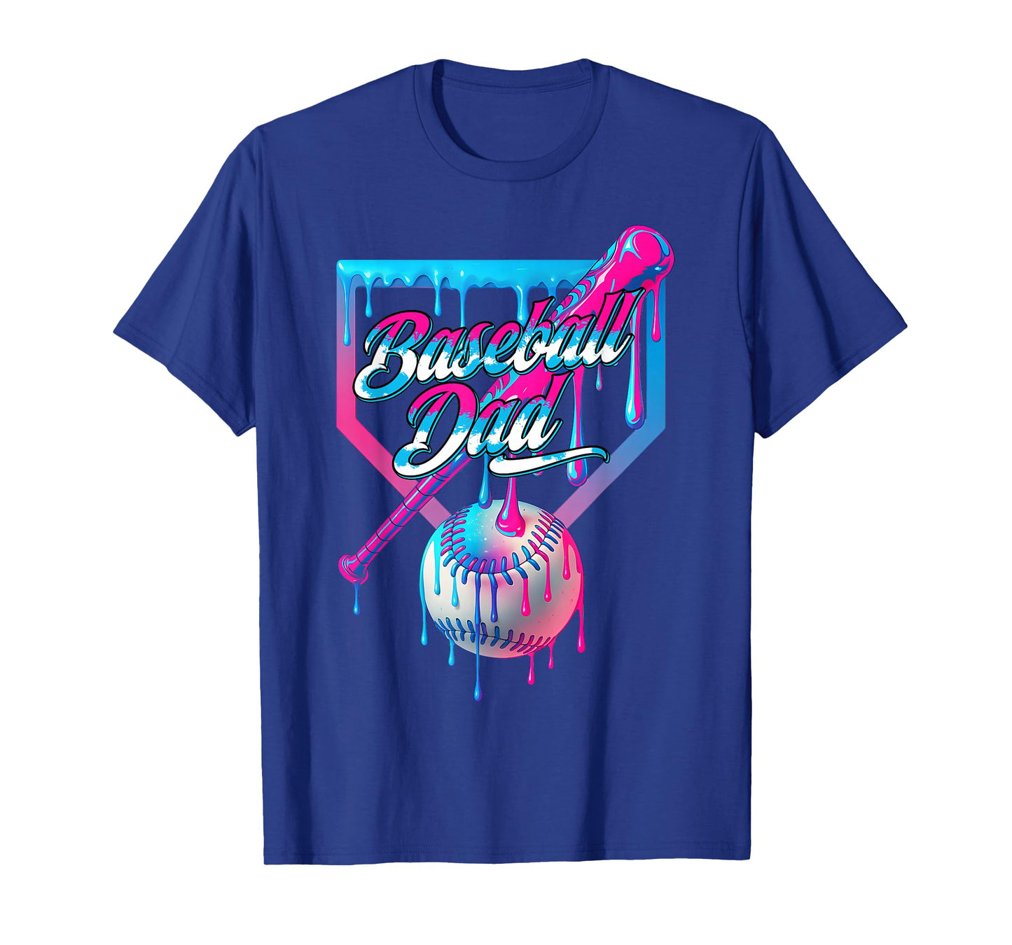 Funny Dad Dada Fathers Day Baseball Ice Cream Drip Birthday T-Shirt