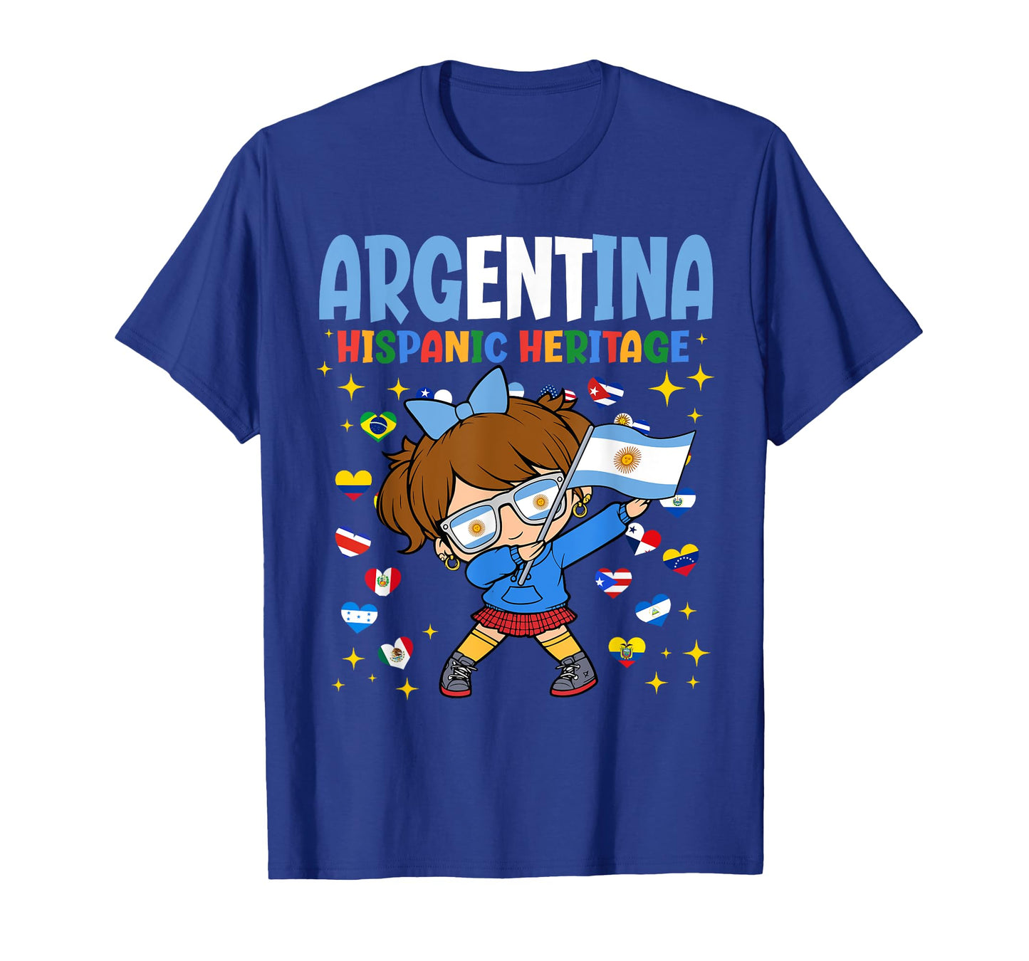 Hispanic Heritage Month Argentina Flag Argentinian Girl Kids T-Shirt