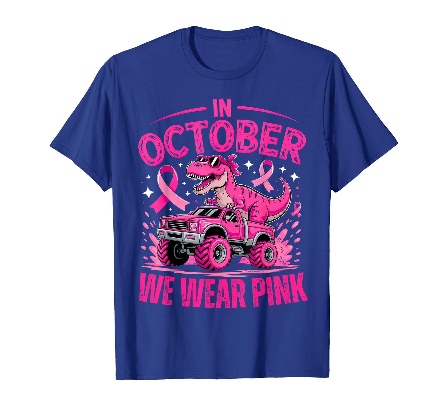 Trex Dino in October We Wear Pink Breast Cancer Awareness T-Shirt