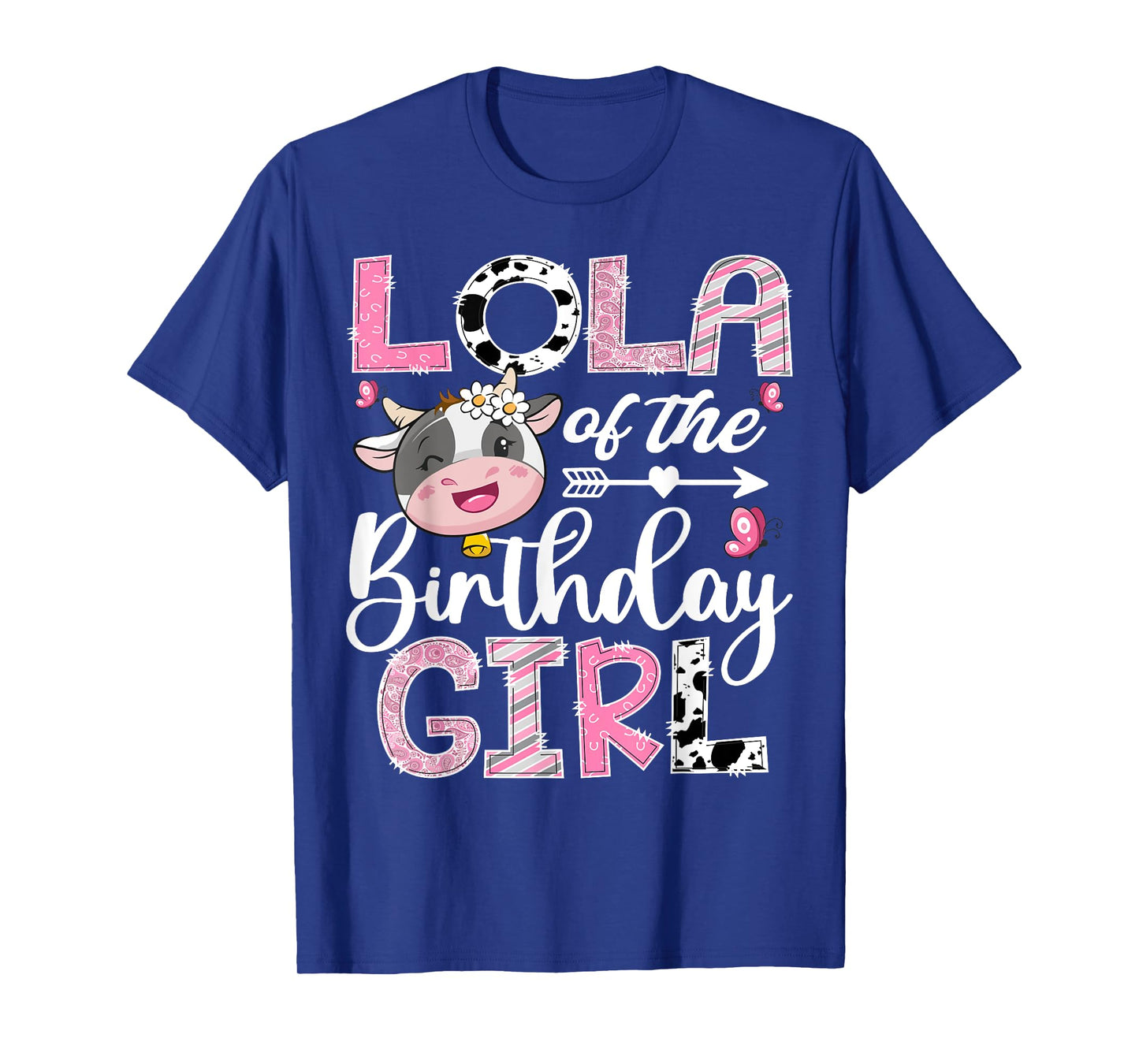 Lola Of The Birthday Girl Pink Farm Cow 1St Birthday T-Shirt