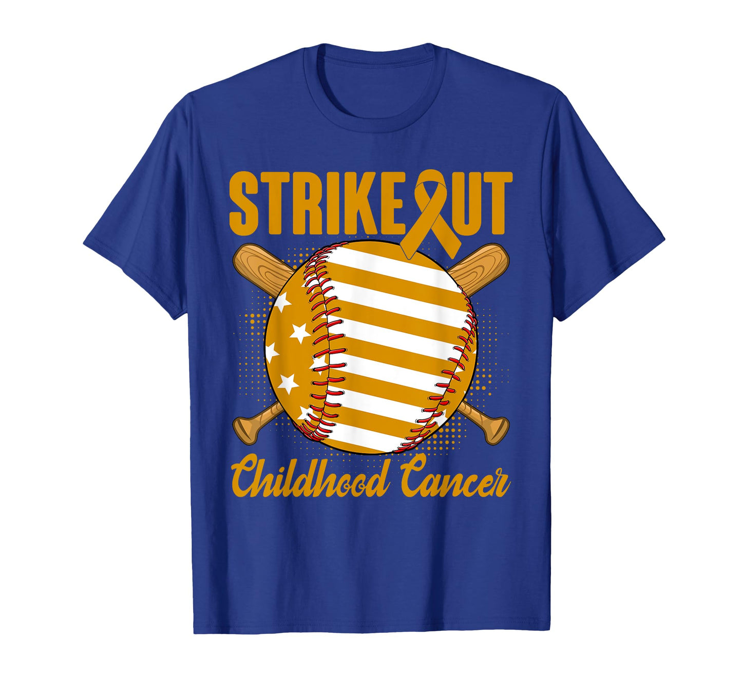 Strike Out Childhood Cancer Awareness Baseball Gold Ribbon T-Shirt