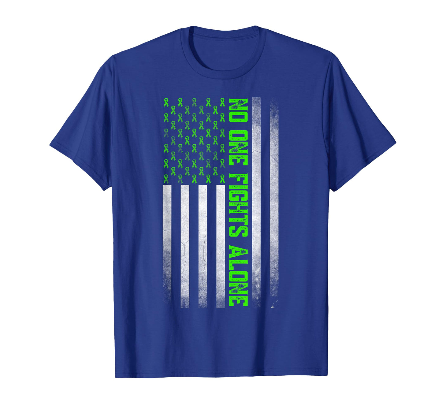Mental Health Awareness Green Ribbon American Flag T-Shirt