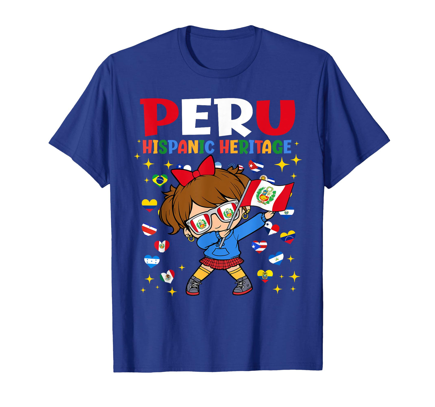 Hispanic Heritage Month Peru Flag Peruvian Girl Kids T-Shirt