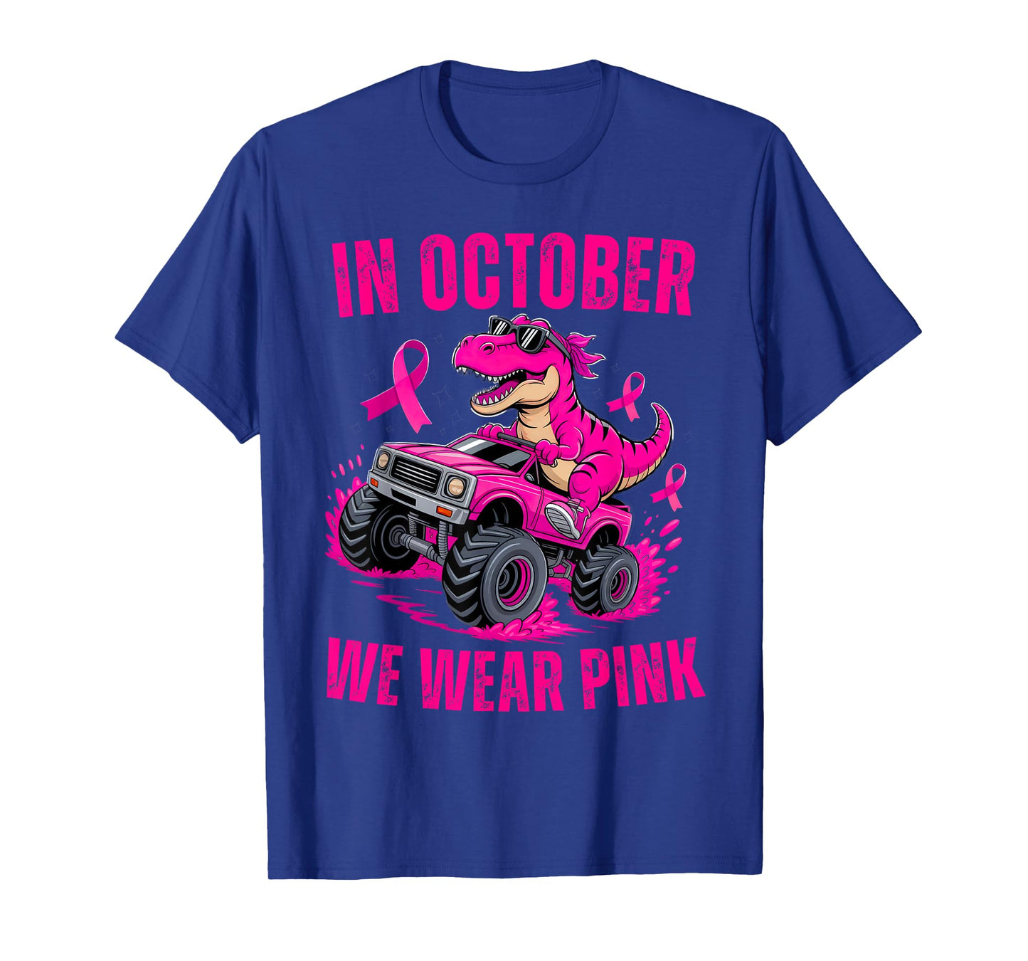Trex Dino in October We Wear Pink Breast Cancer Awareness T-Shirt