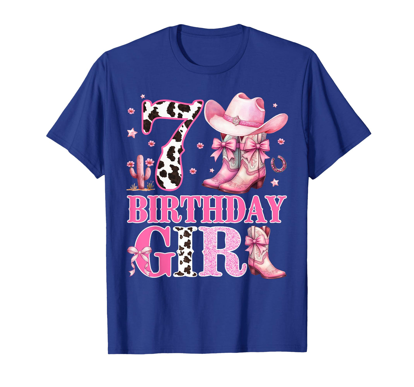 Kids 7th Birthday Girl Rodeo Western Cowgirl Birthday Party T-Shirt