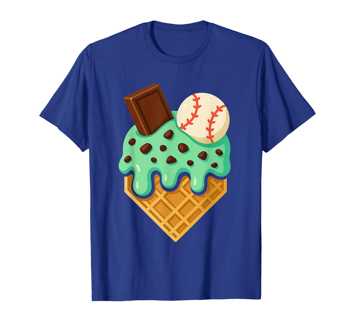 Chocolate Mint Ice Cream Dripping Baseball Home Plate Sports T-Shirt