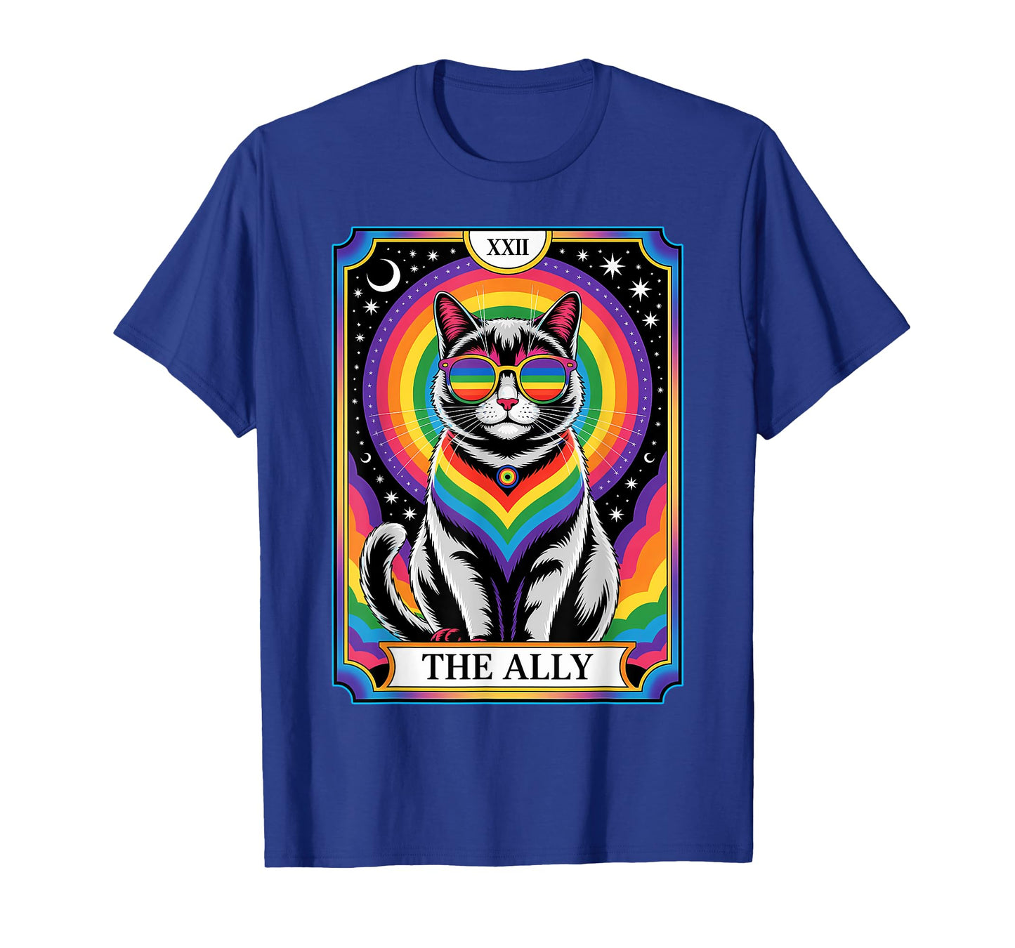 Mystical Tarot Rainbow Cat The Ally LGBTQ Pride Gay Support Men Women Kids T-Shirt