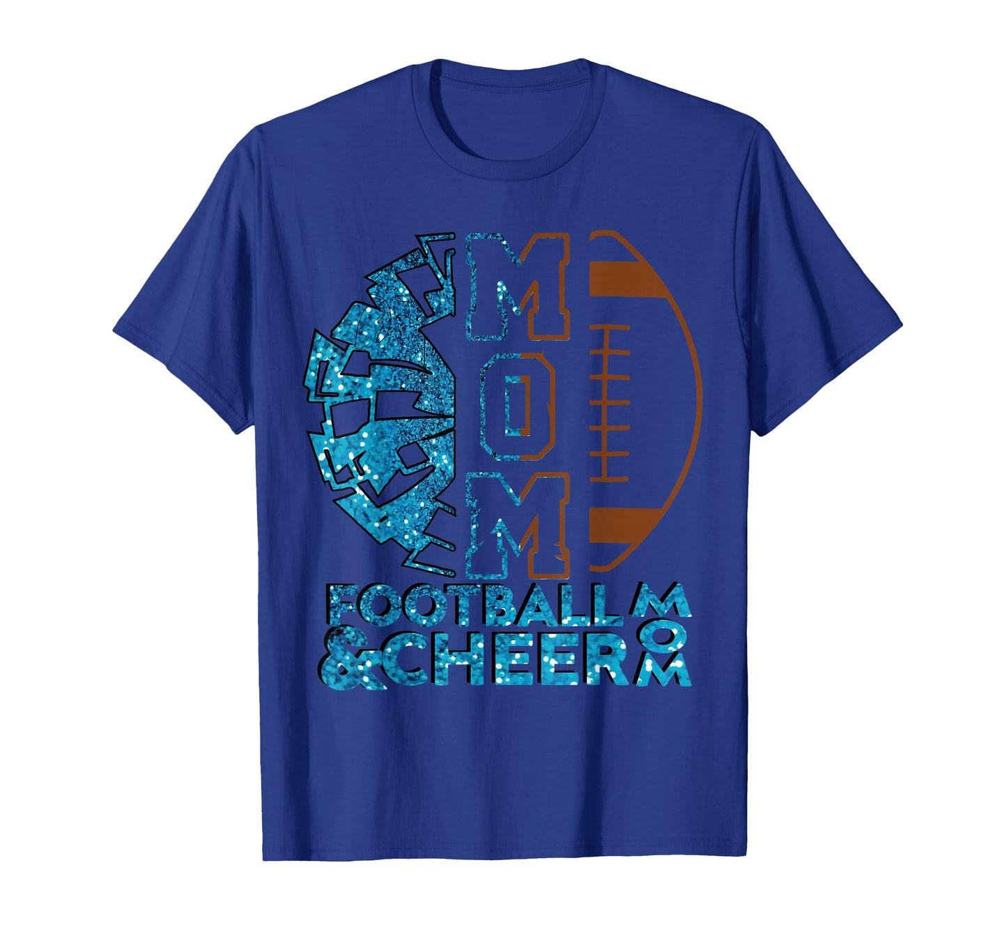 Cheer Football Cheerleading Mom Of Both Messy Bun Bleached T-Shirt