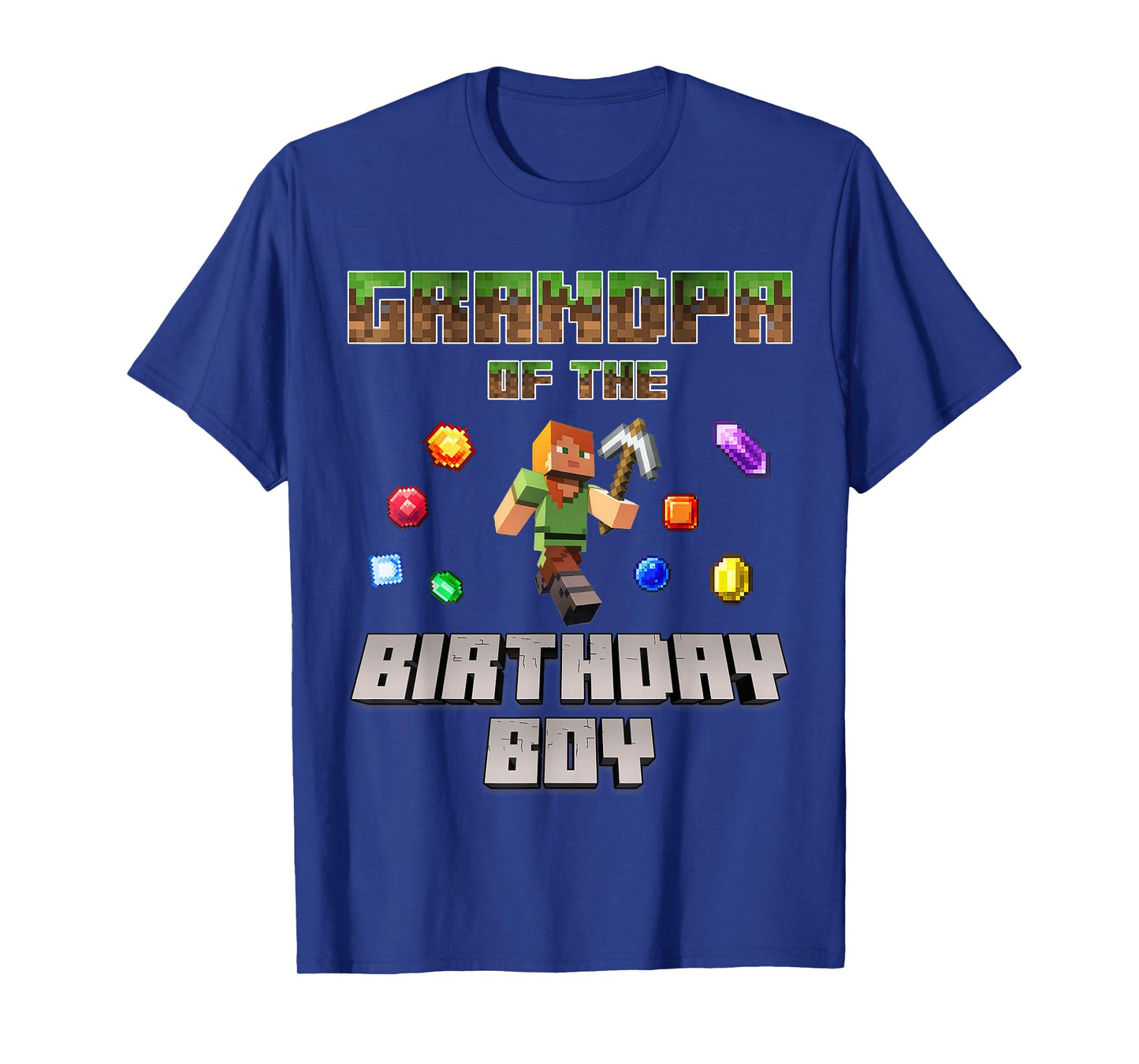 Grandpa Of The Birthday Boy Video Gamer Pixel Number T-Shirt