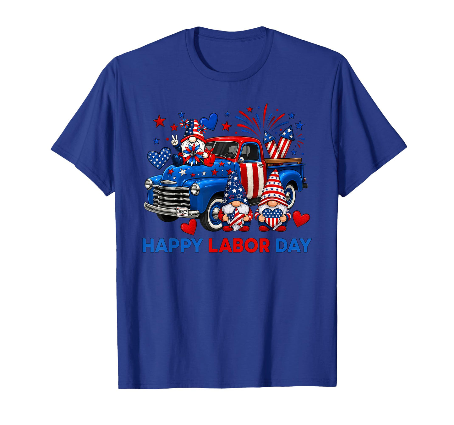 Happy Labor Day Fireworks American Flag and Funny Gnomes T-Shirt