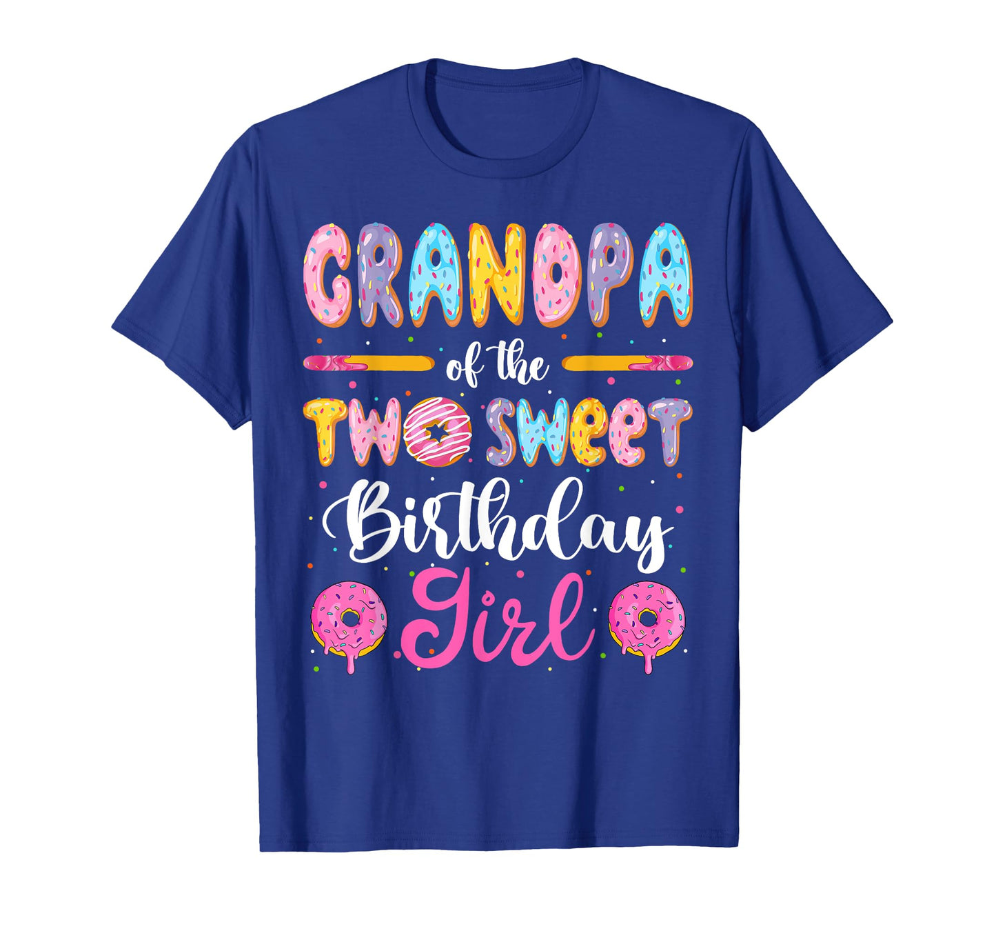 Grandpa Of The Two Sweet Birthday Girl Donut 2Nd Birthday T-Shirt
