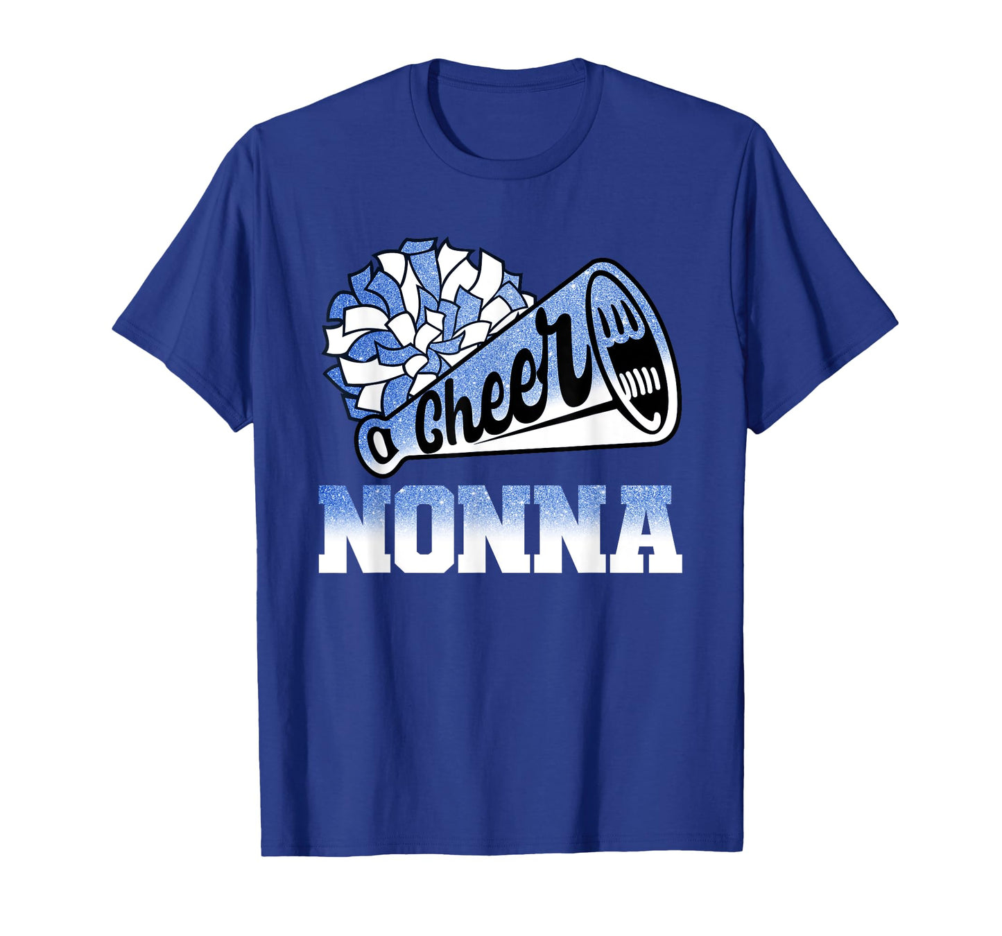 Cheer Nonna Biggest Fan Cheerleader Blue White Pom Pom T-Shirt