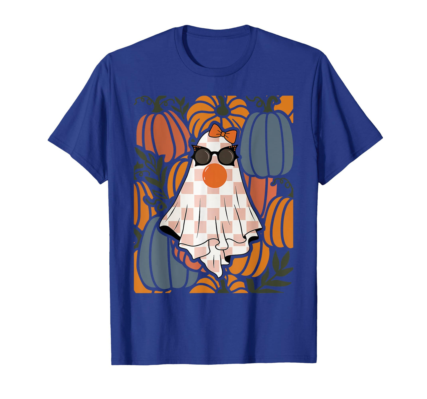 Boho Pumpkin Fall Ghost Bubble Gum Sunglasses Halloween T-Shirt