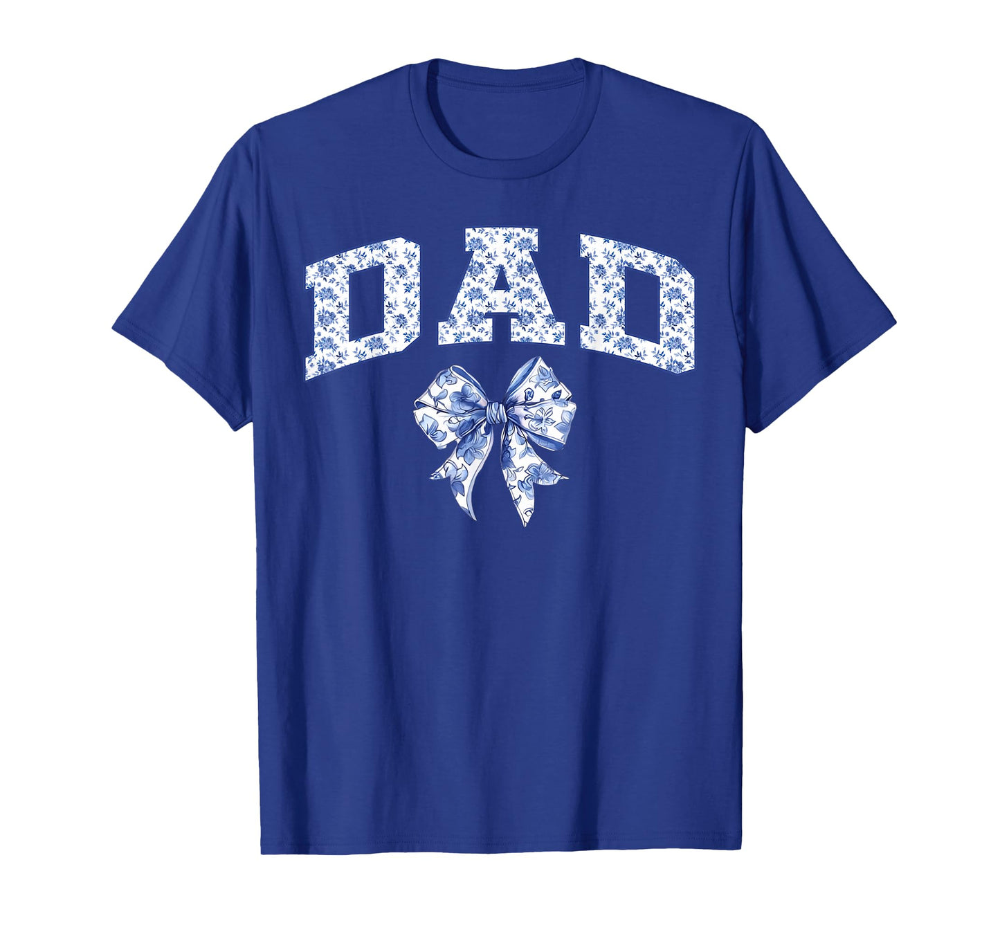 Dad Coquette Toile Blue Bow Floral Family Matching T-Shirt