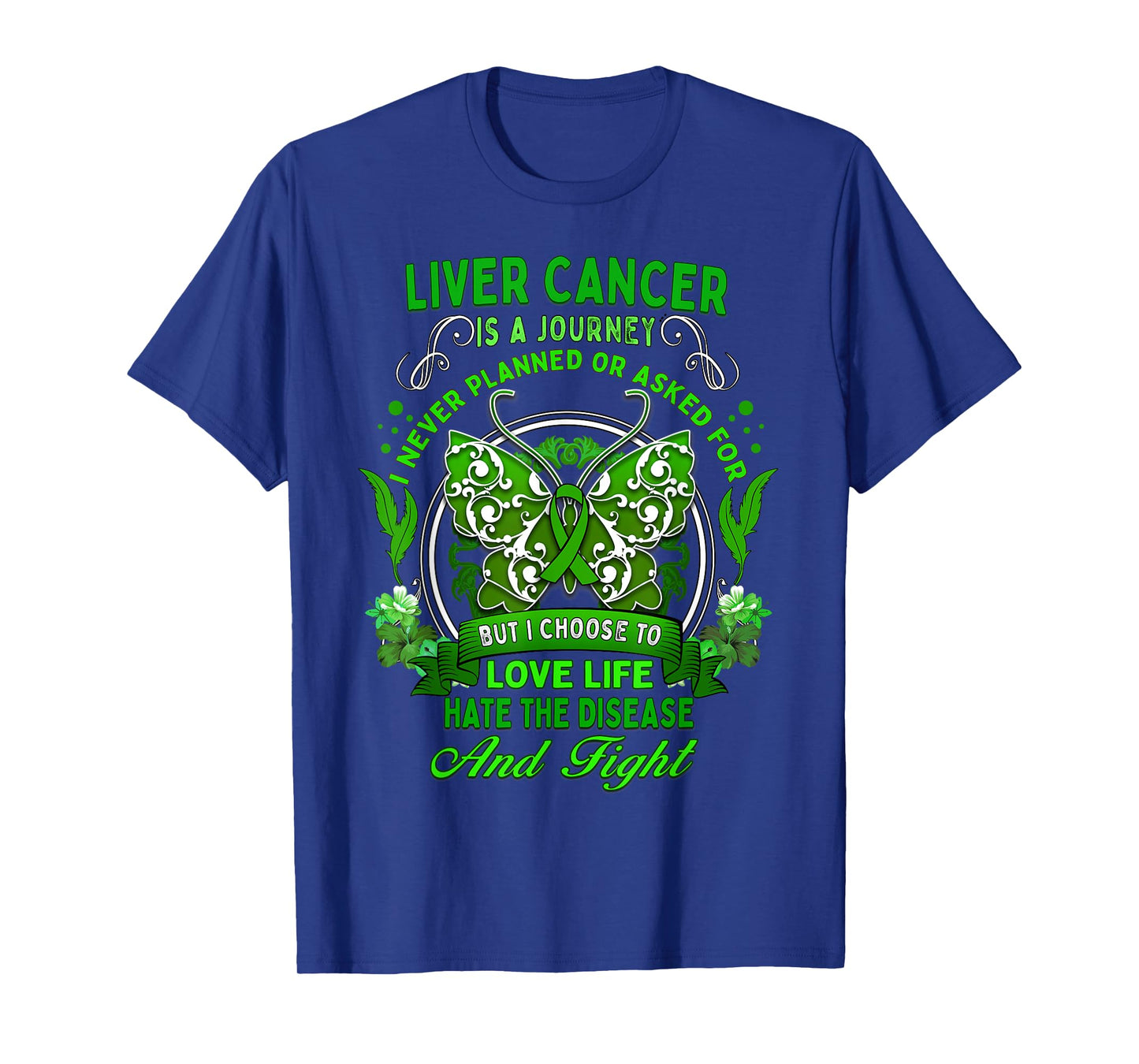 Liver Cancer Awareness Butterfly Green Ribbon Fighter Womens T-Shirt