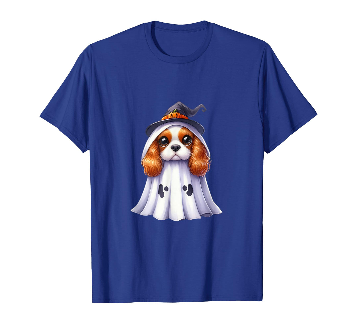 Cute Halloween Cavalier King Charles Spaniel dog as a ghost T-Shirt