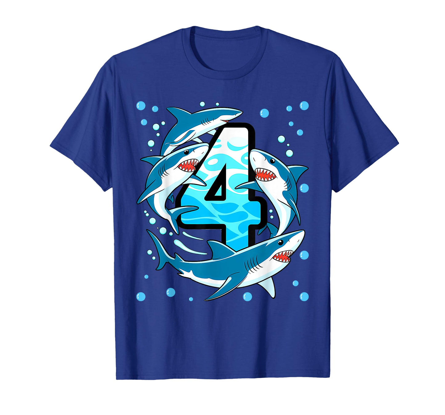 Shark 4th Birthday Boy 4 Four Shark Theme Party T-Shirt