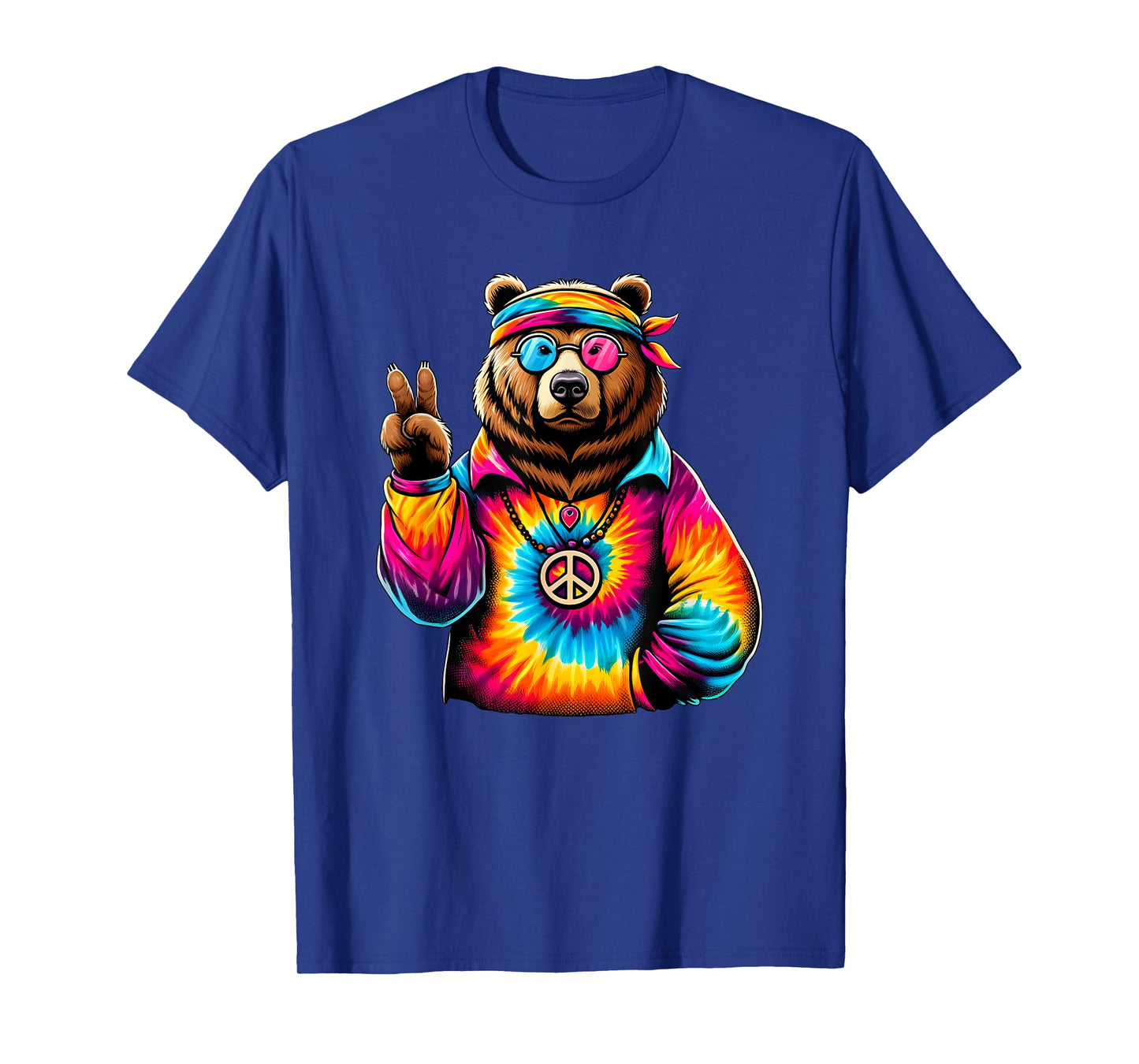 Peace Sign Tie Dye Grizzly Bear T-Shirt