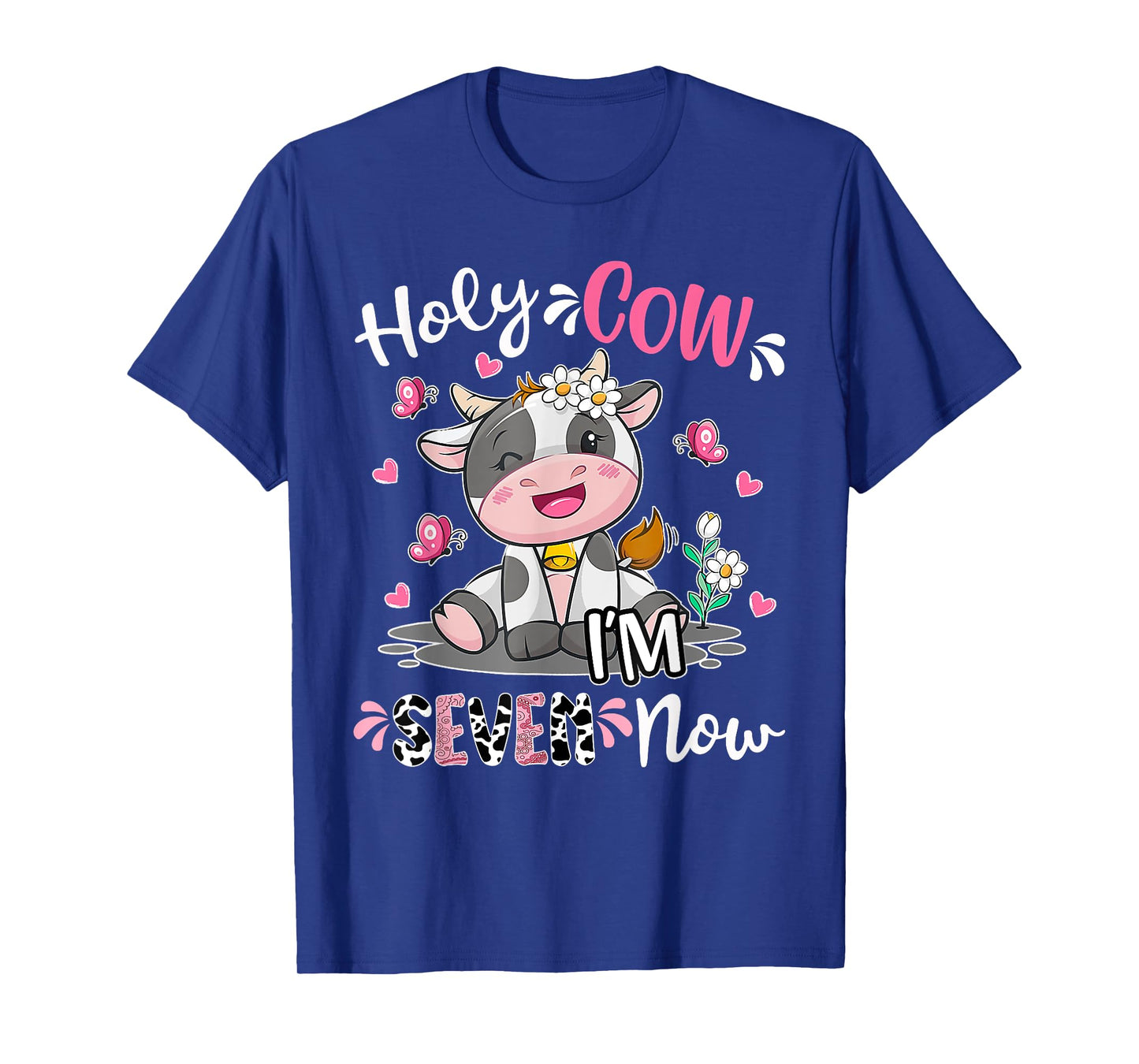 Kids Holy Cow I'm Seven 7 Years Old 7th Birthday Boy Girl T-Shirt