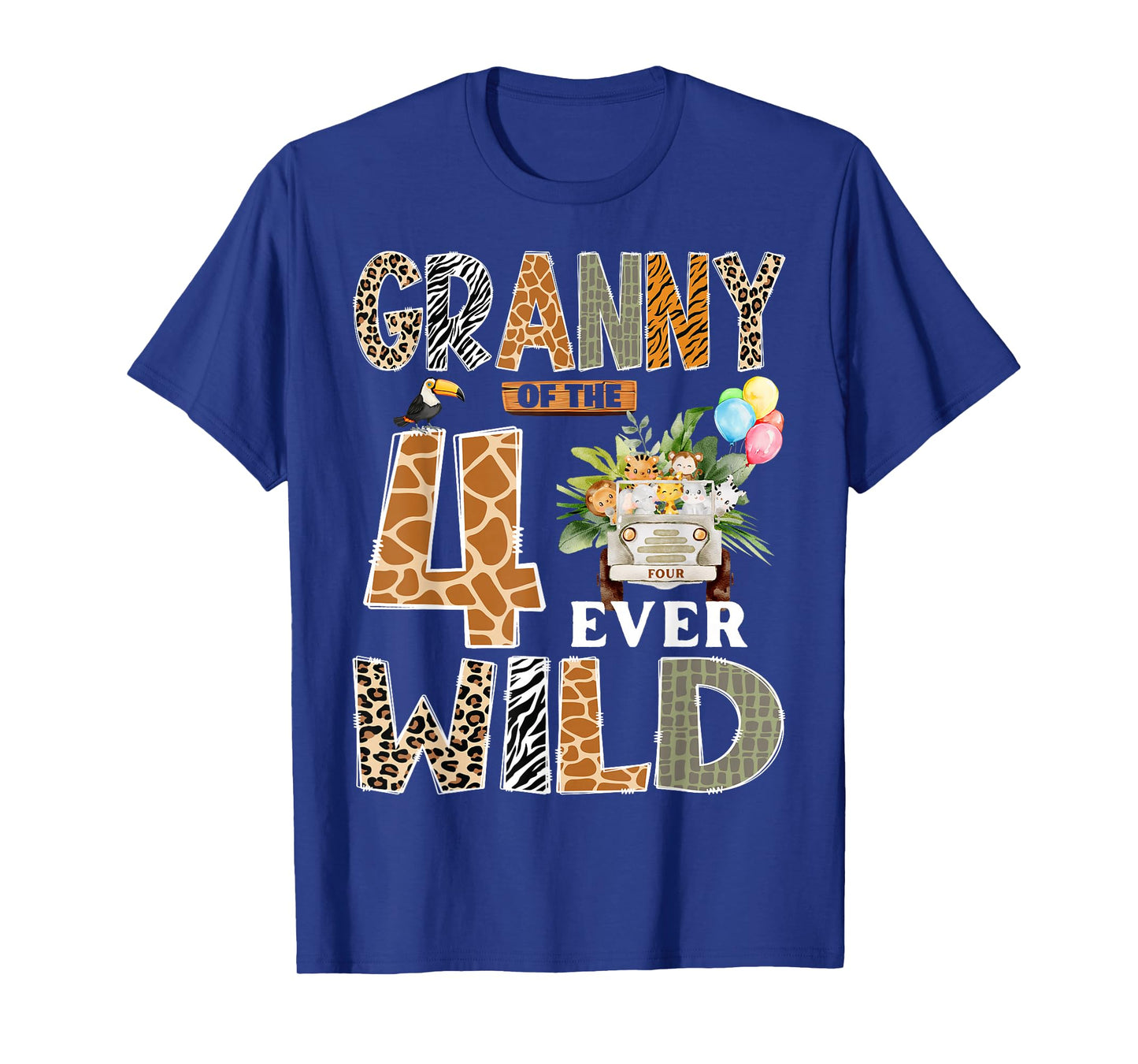 Granny of The Four Ever Wild Safari 4th Birthday Boy T-Shirt