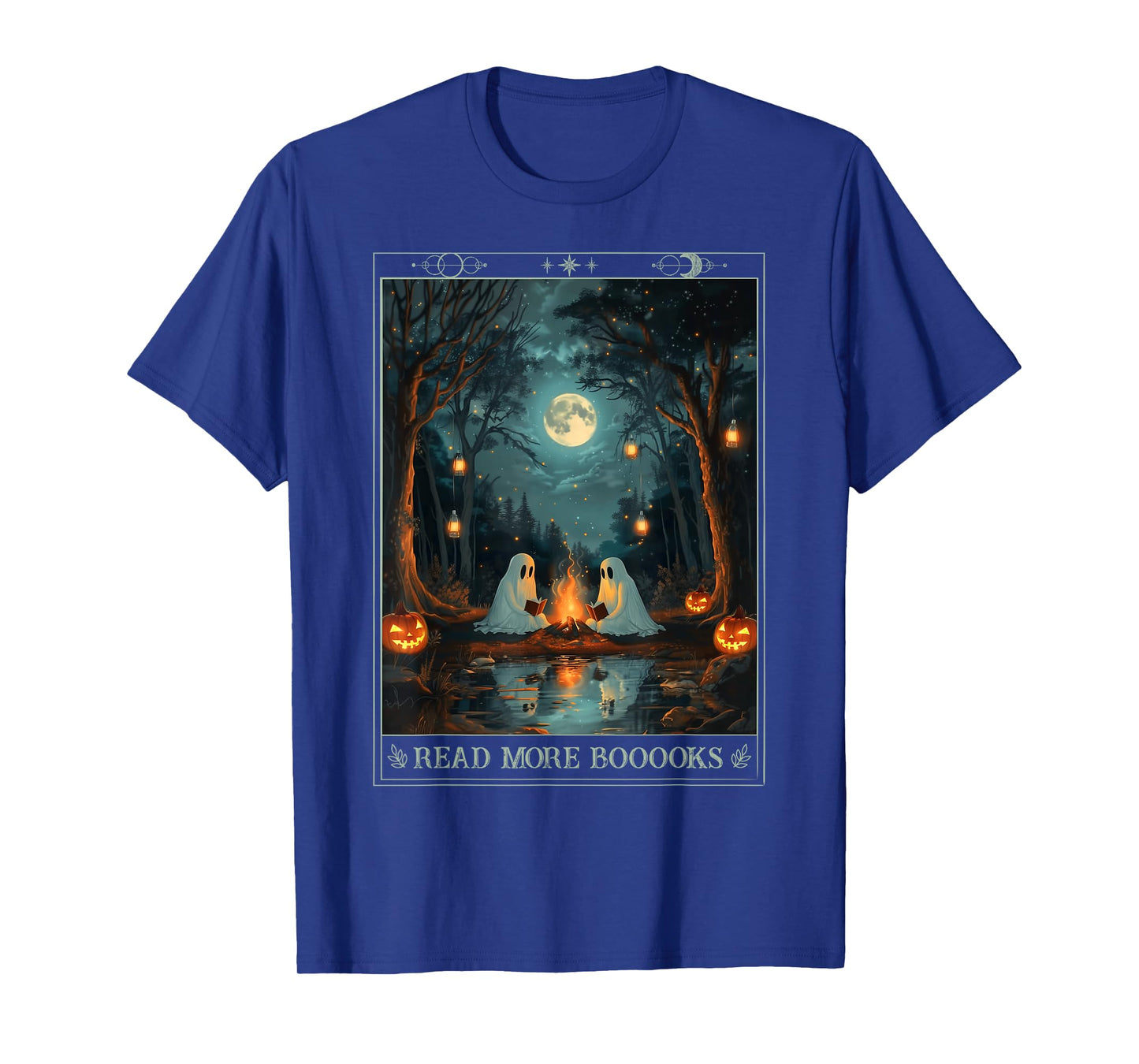 Read More Books Cute Spooky Ghost Reading Book Tarot Card T-Shirt