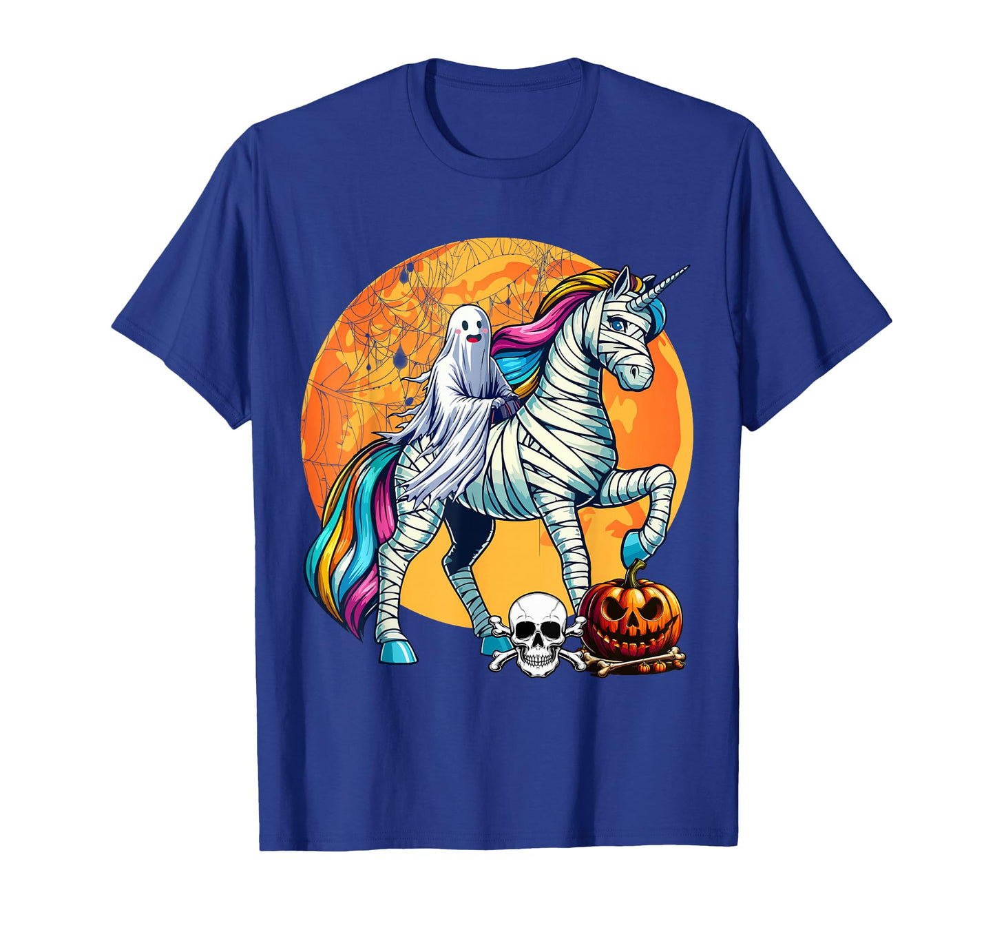 Boo Ghost Riding Unicorn Halloween Mummy Costume Kid Toddler T-Shirt