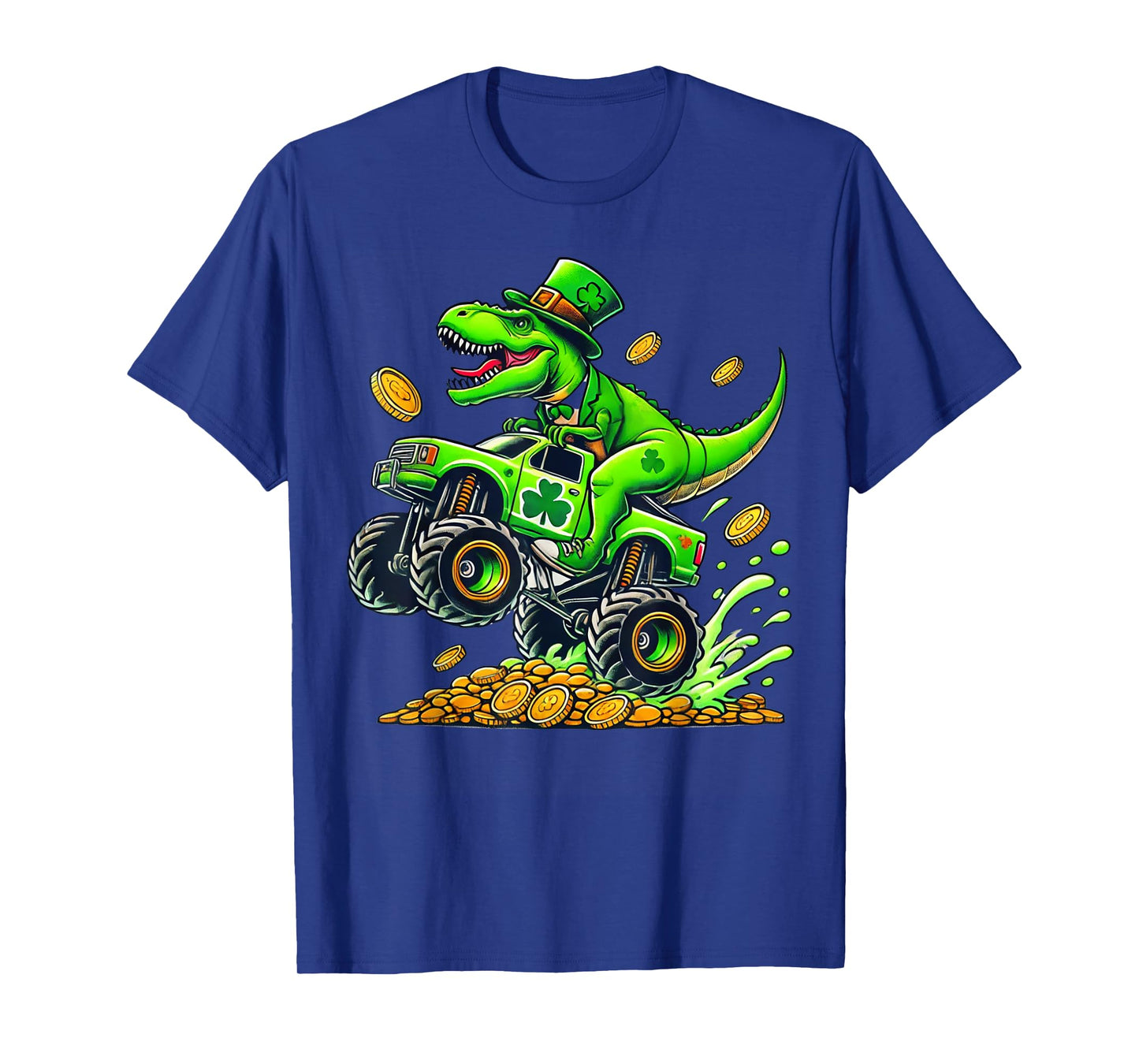 Boys Monster Truck T-rex Leprechaun St Patricks Day Kids T-Shirt