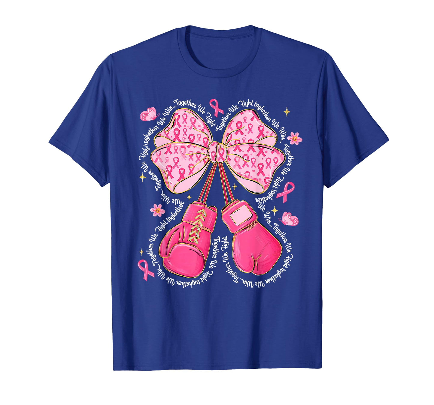 Pink Coquette Bow Breast Cancer Awareness Boxing Gloves T-Shirt