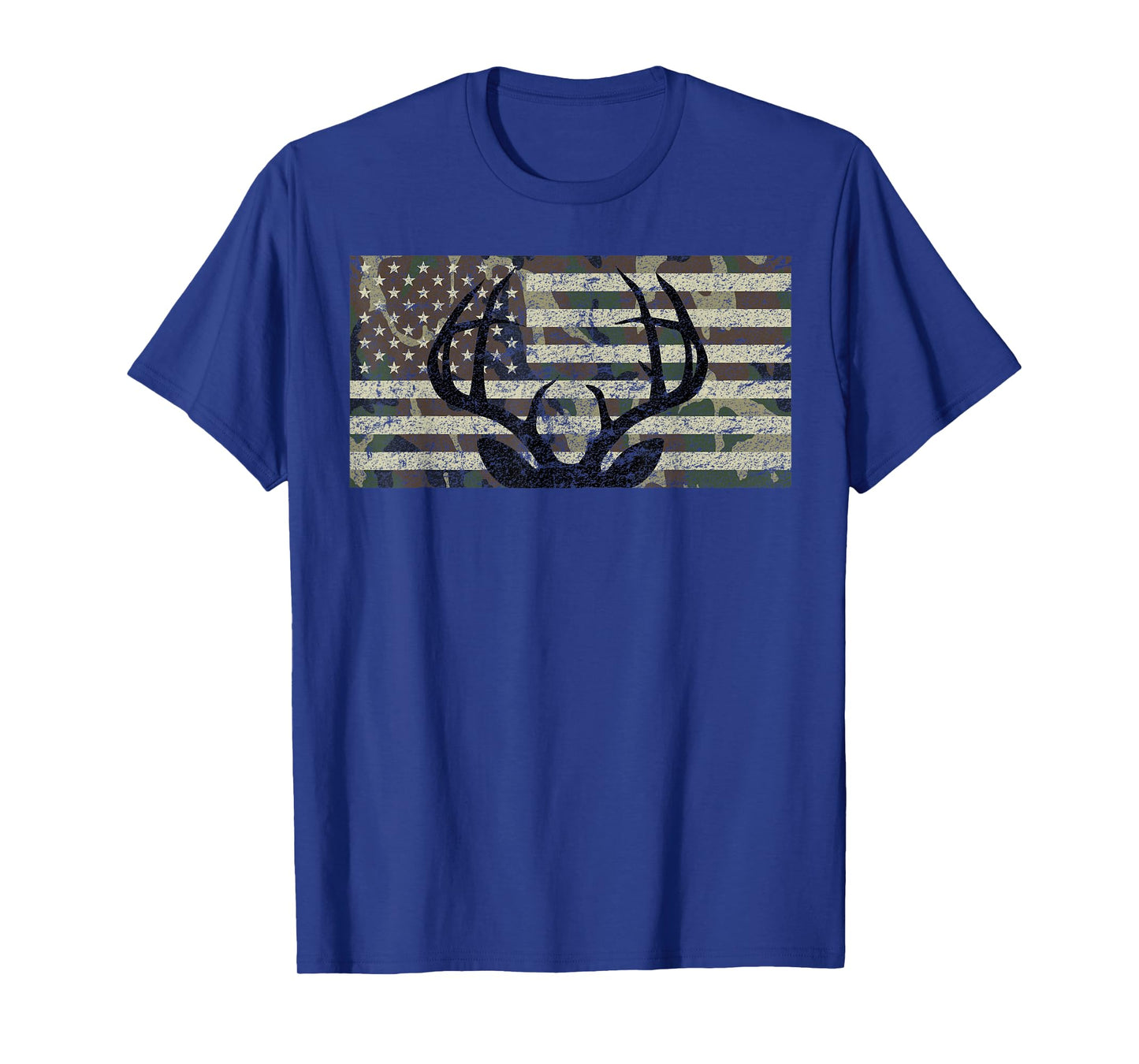 Deer Hunting Camo American Flag Buck Antlers Hunter Country T-Shirt