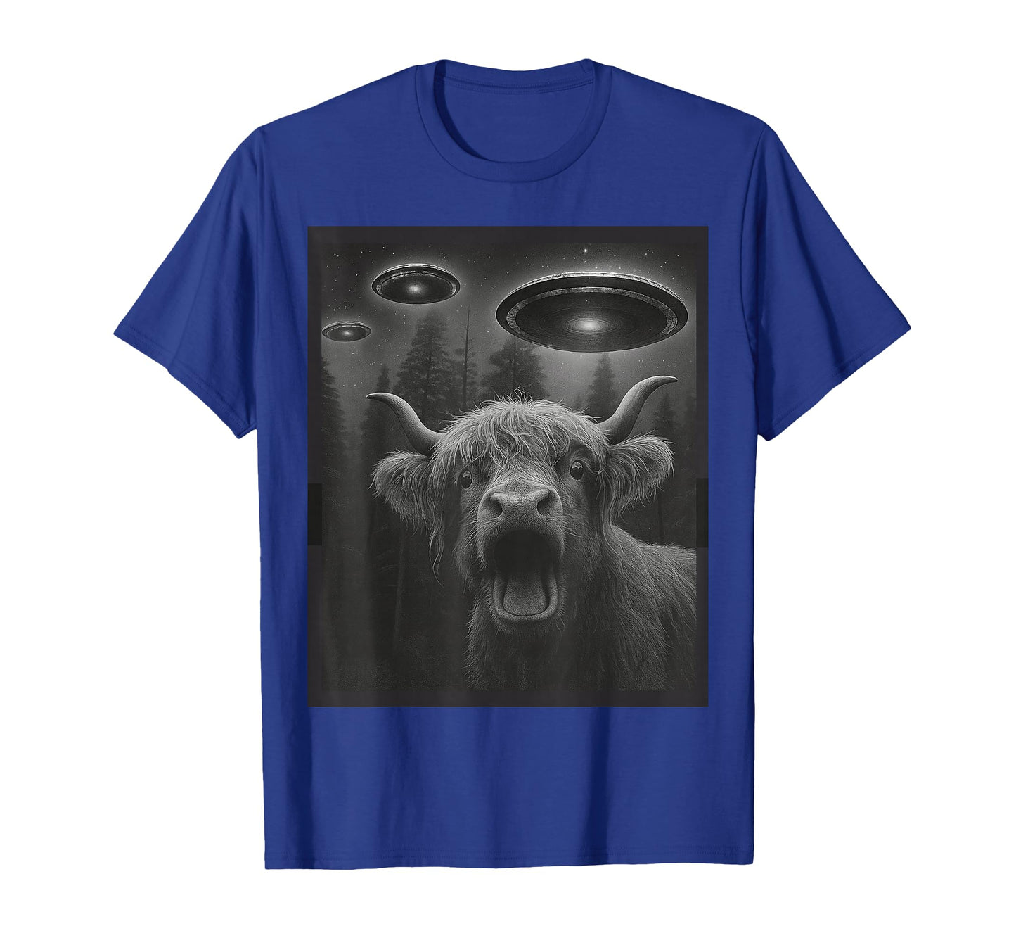 Funny Highland Cow Selfie Alien UFO Gifts for Men Women Kid T-Shirt