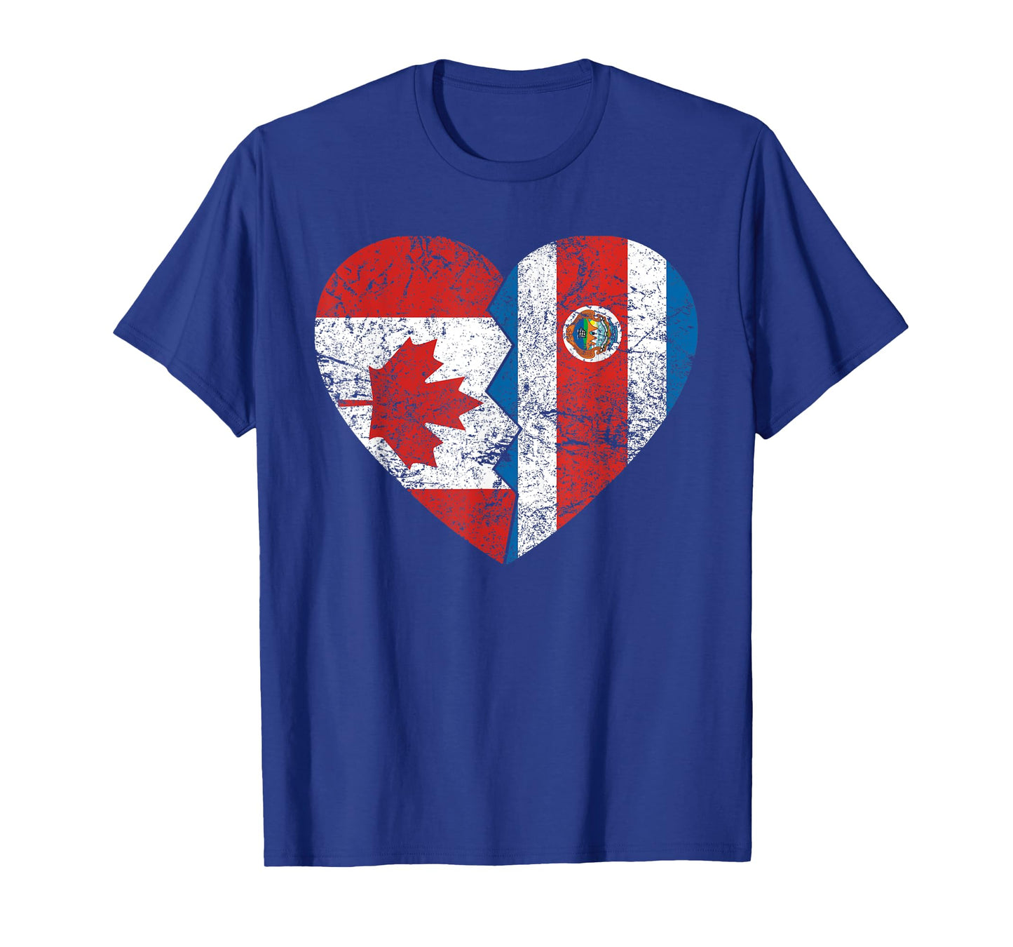 Costa Rican Canadian Flags Heart | Canada Costa Rica Roots T-Shirt